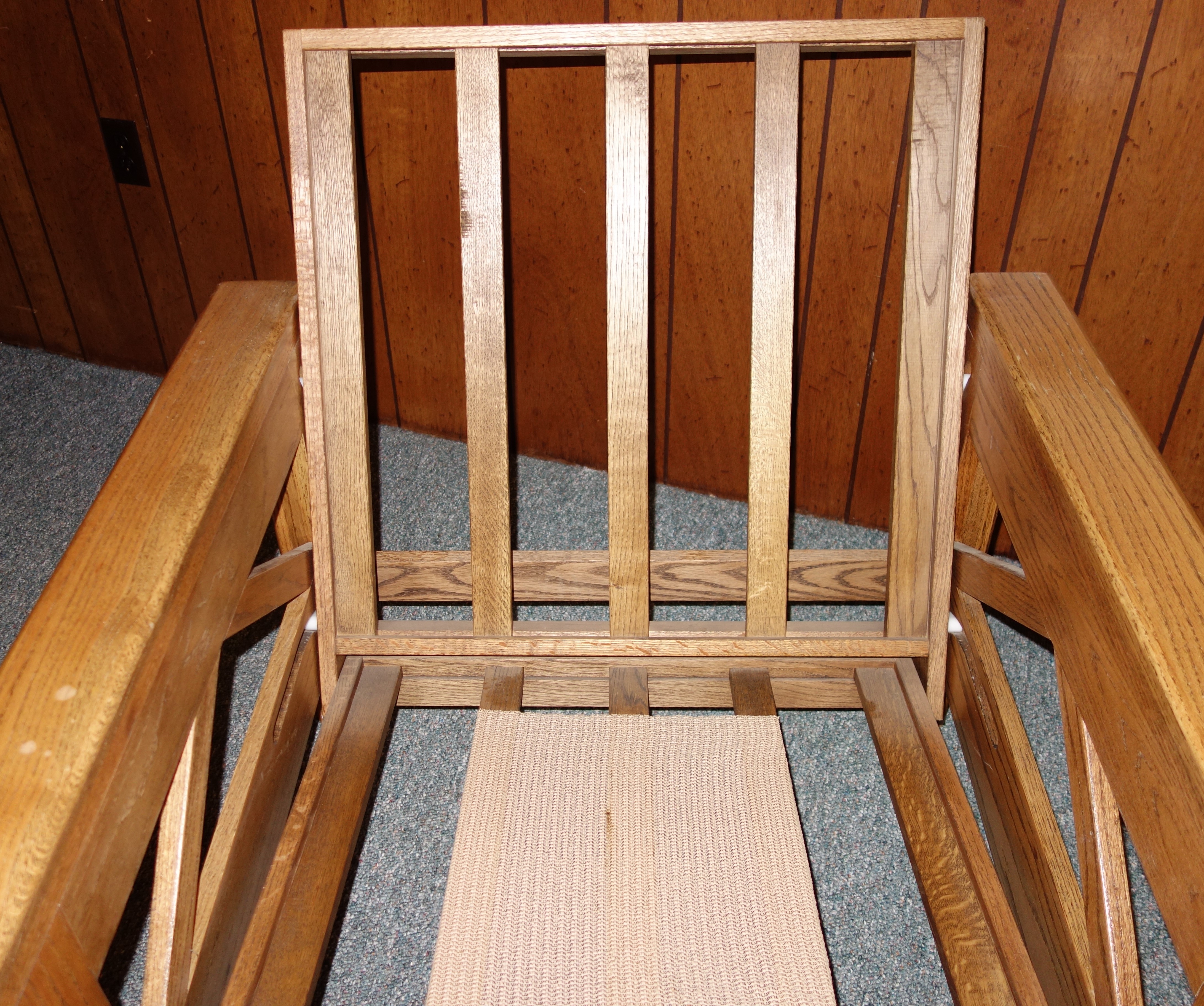 Mission Style Oak Futon Chair with Footstool