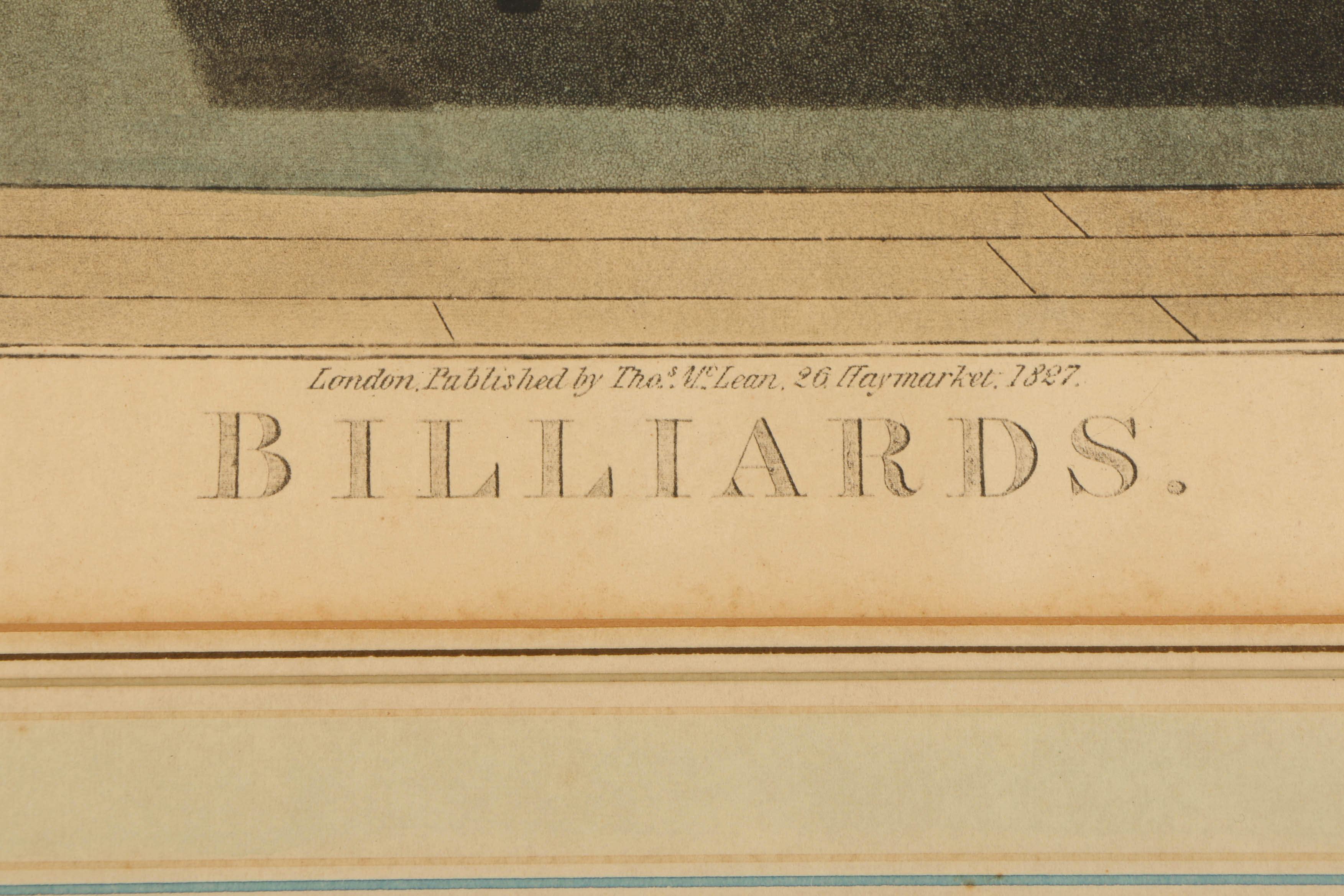 G. Hunt Hand-Colored Engraving on Paper "Billiards"
