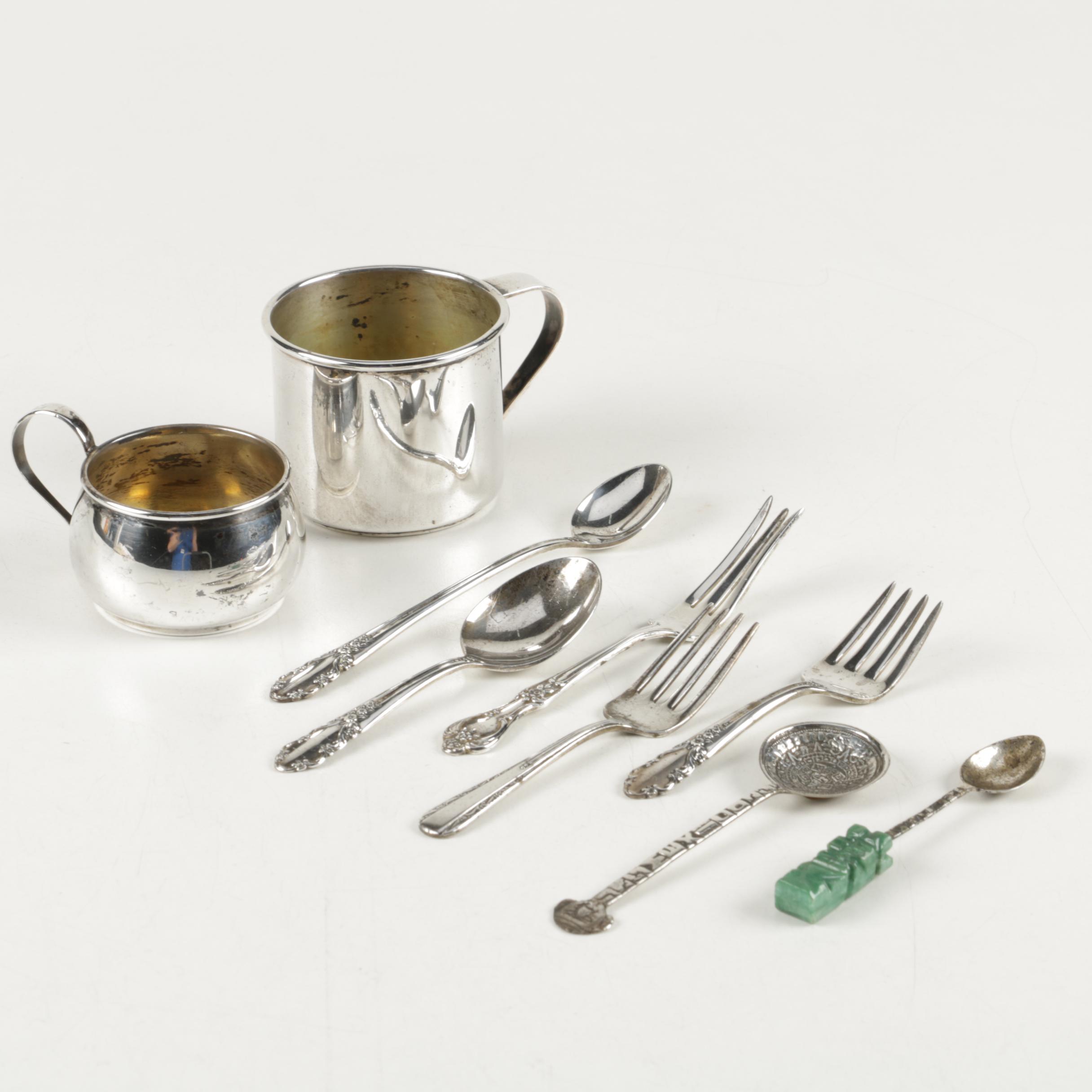 Wm Rogers Mfg. Co. "Bridal Veil" and Other Sterling Flatware and Cups
