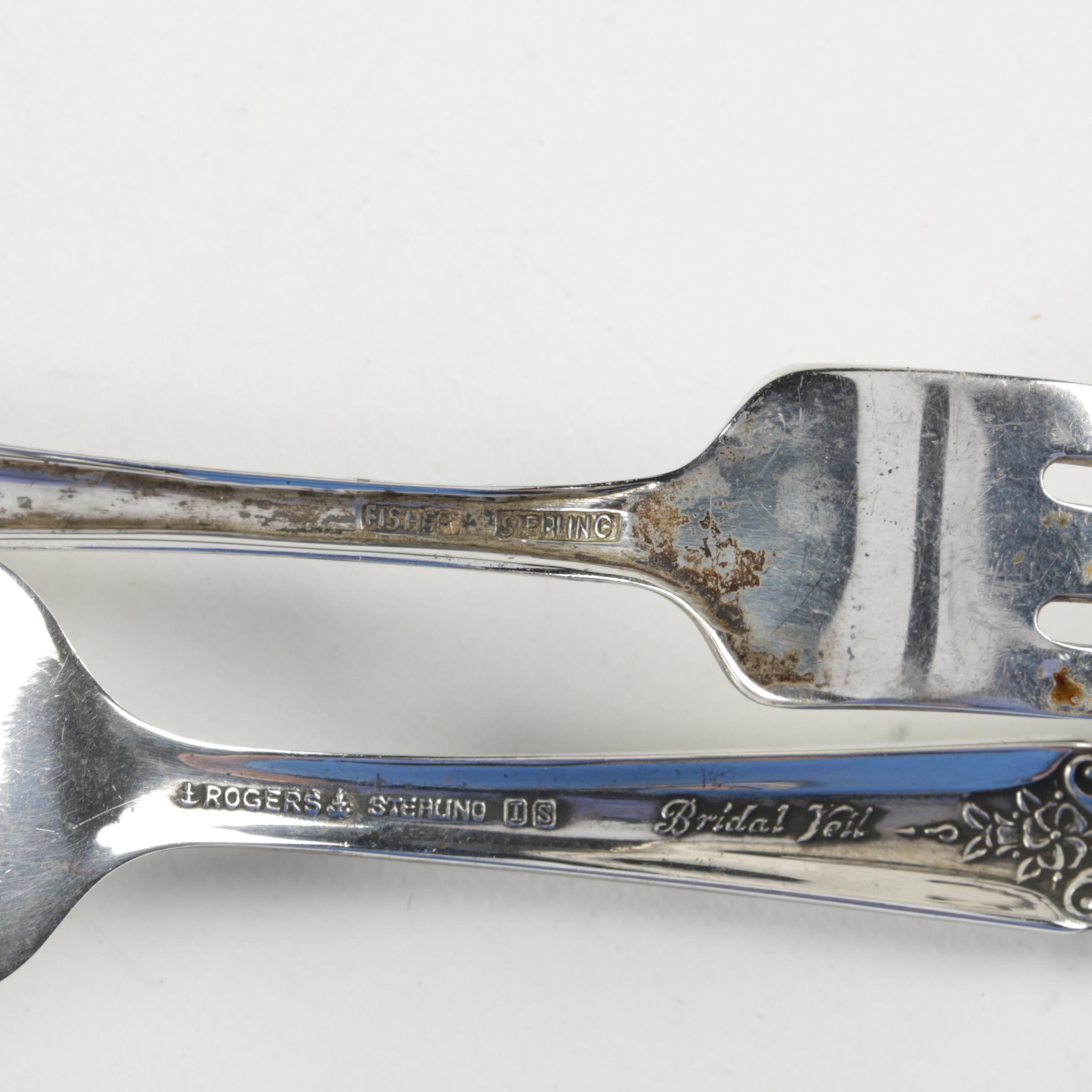 Wm Rogers Mfg. Co. "Bridal Veil" and Other Sterling Flatware and Cups