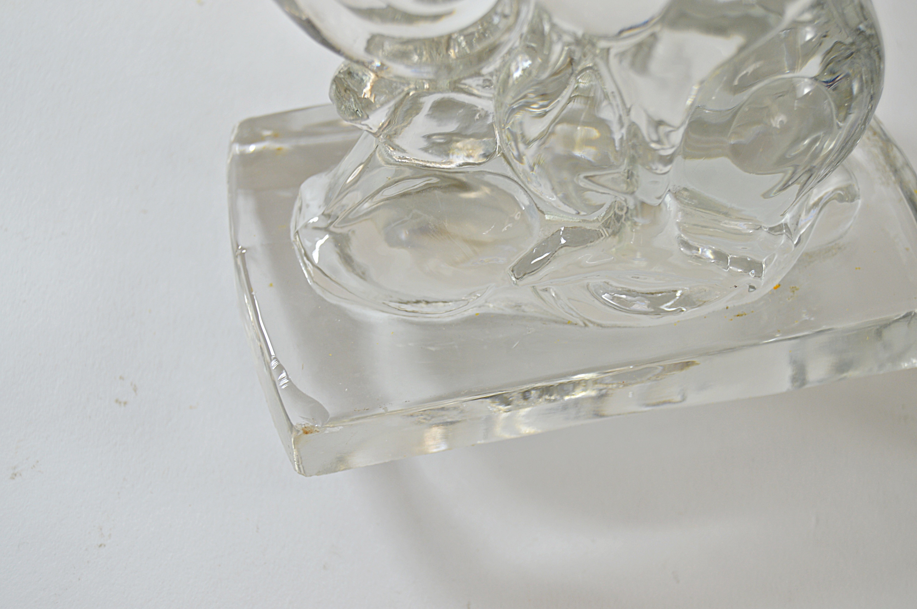 Vintage Molded Glass Rooster Bookends