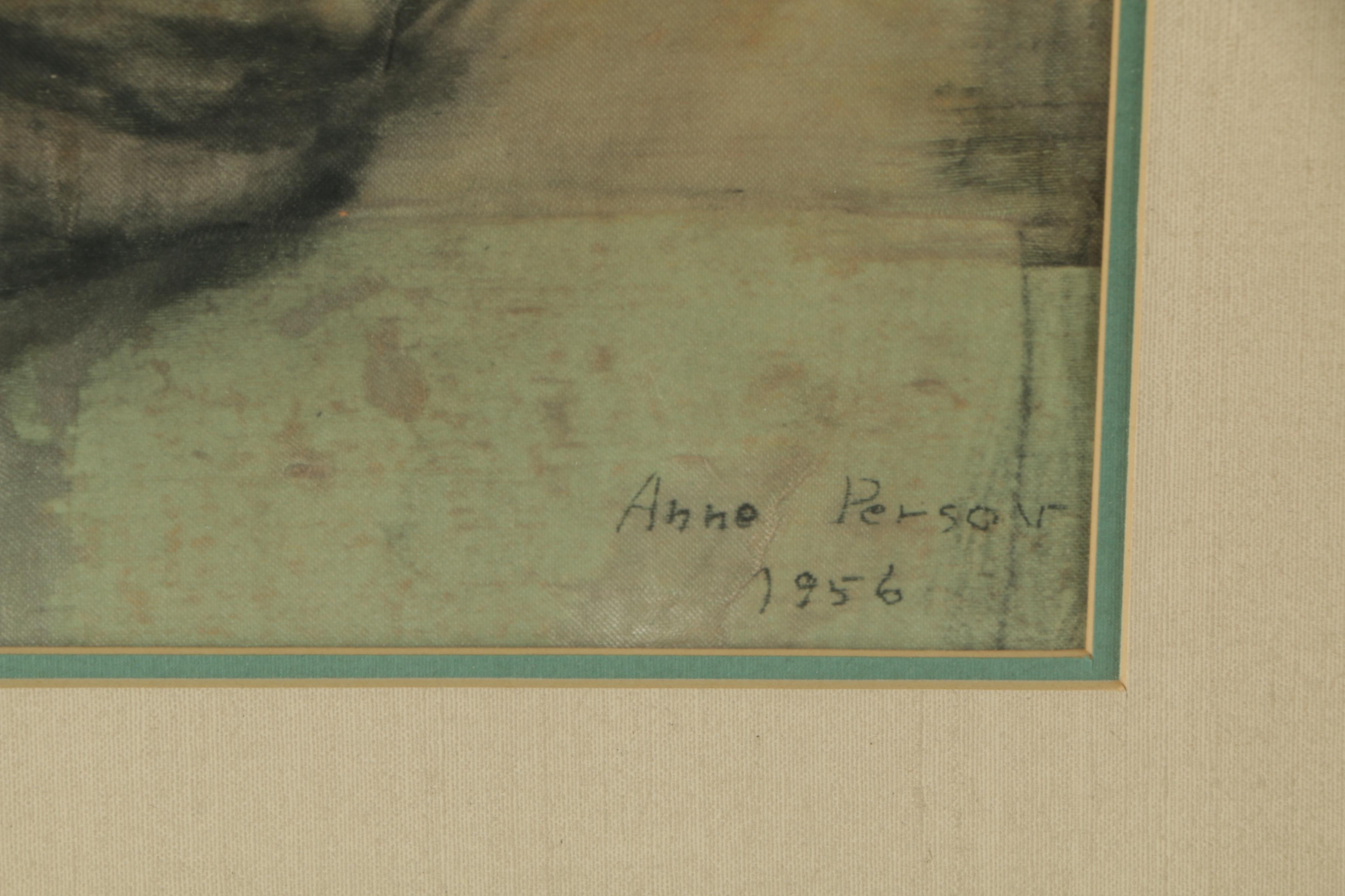 Anne Persov Vintage Mixed Media Portrait on Fabric