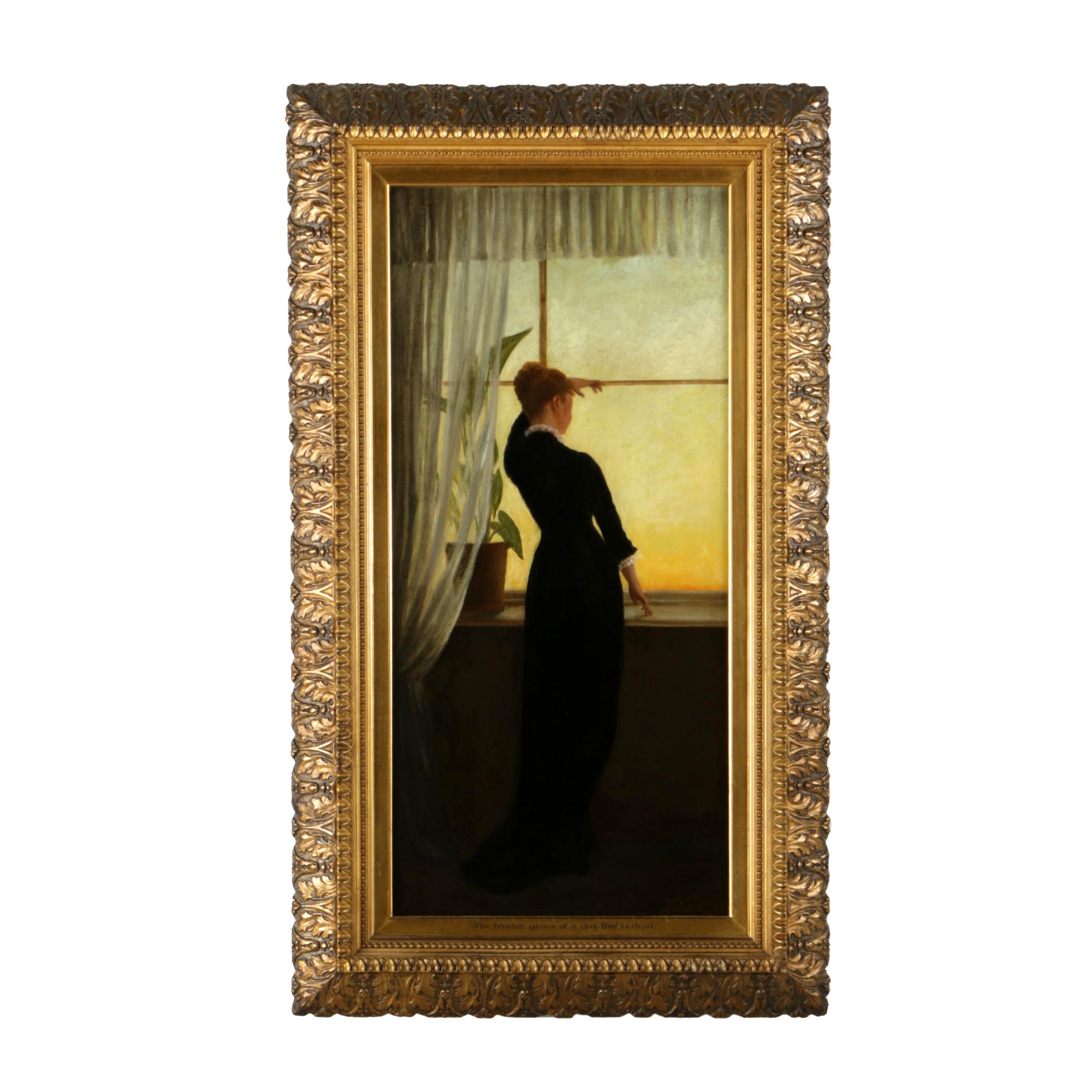 Mary W. McLain 1879 Oil Painting "The Tender Grace of a Day That is Dead"