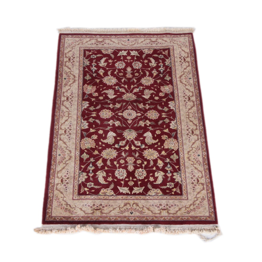 Hand-Knotted Persian-Inspired Wool Accent Rug