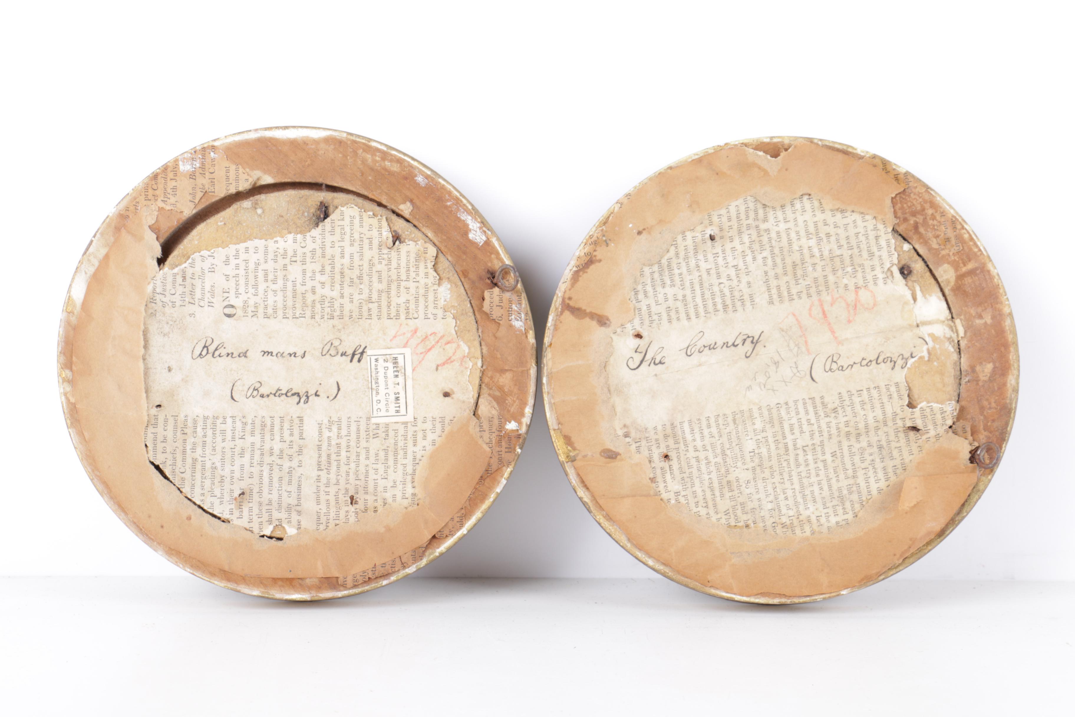 Reproduction Prints After Bartolozzi's "The Country" and "Blind Mans Buff"