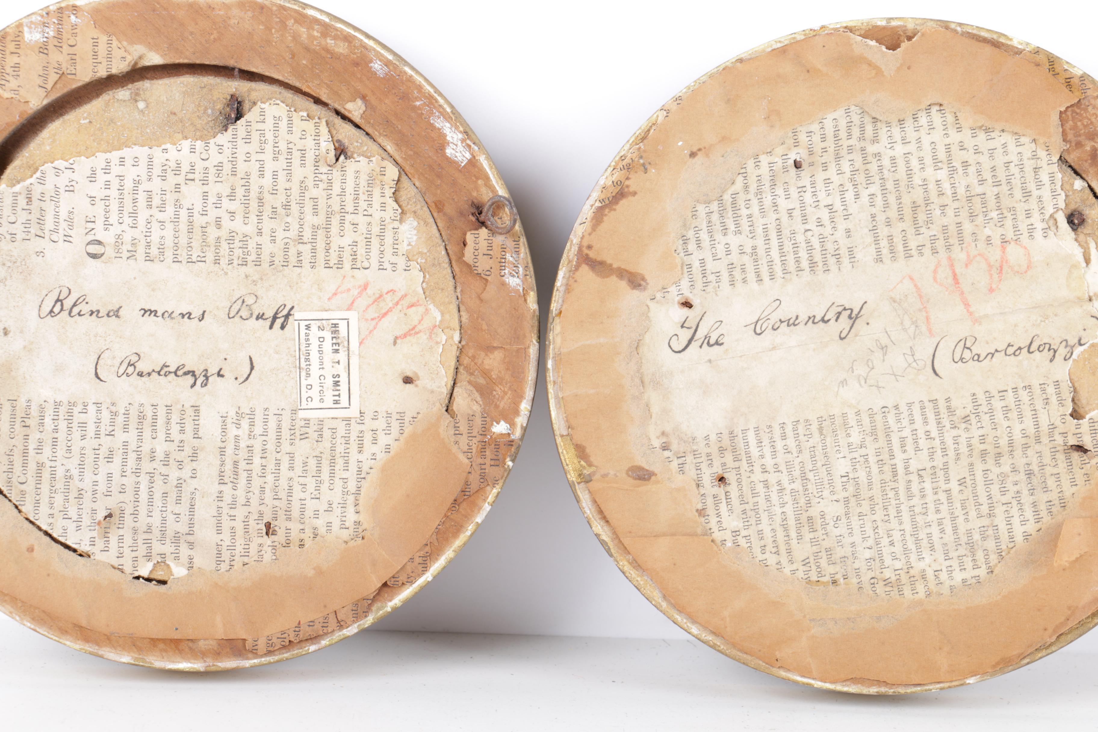 Reproduction Prints After Bartolozzi's "The Country" and "Blind Mans Buff"