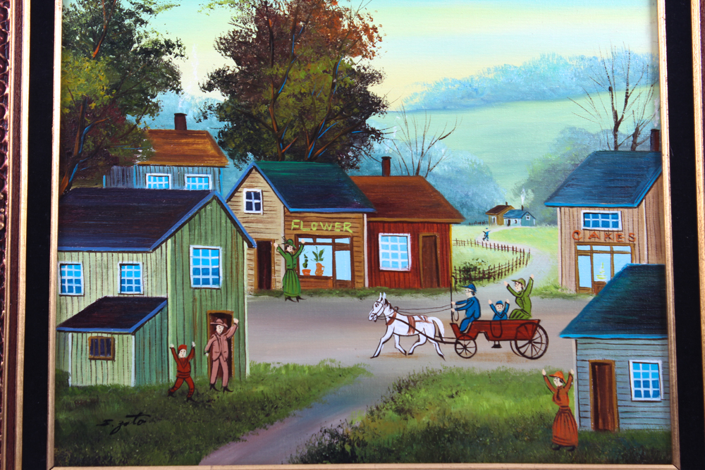 Simon Zoto Original Folk Art Oil Painting on Canvas