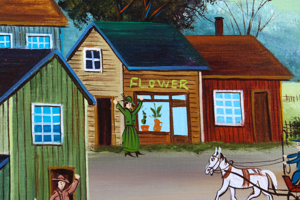 Simon Zoto Original Folk Art Oil Painting on Canvas