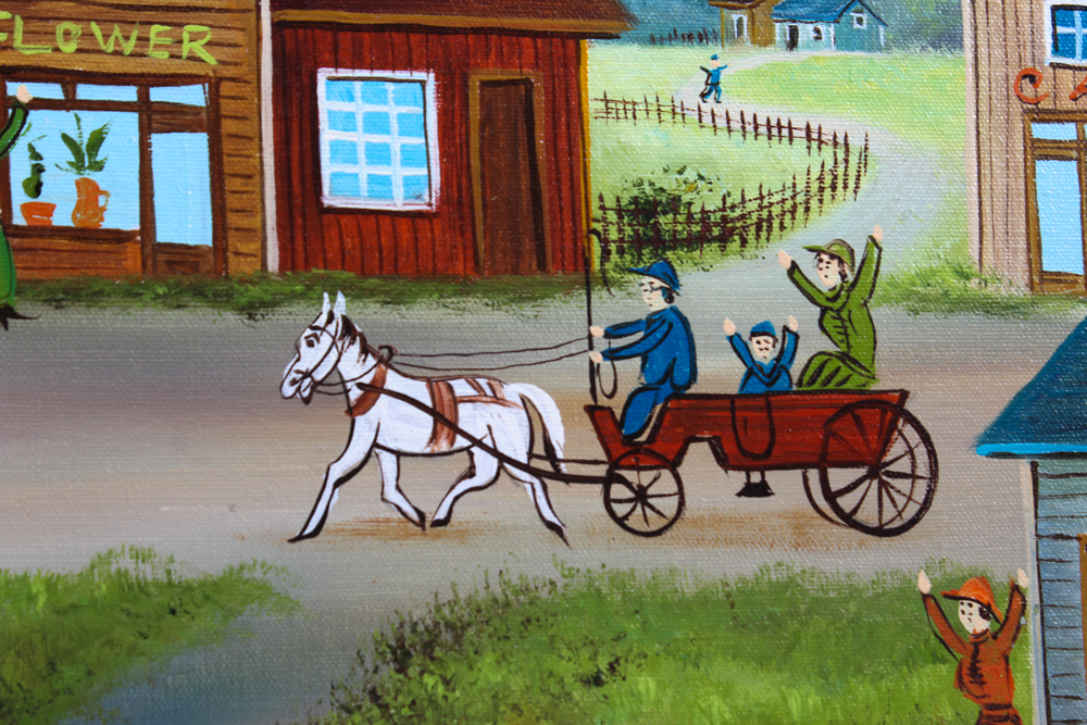 Simon Zoto Original Folk Art Oil Painting on Canvas