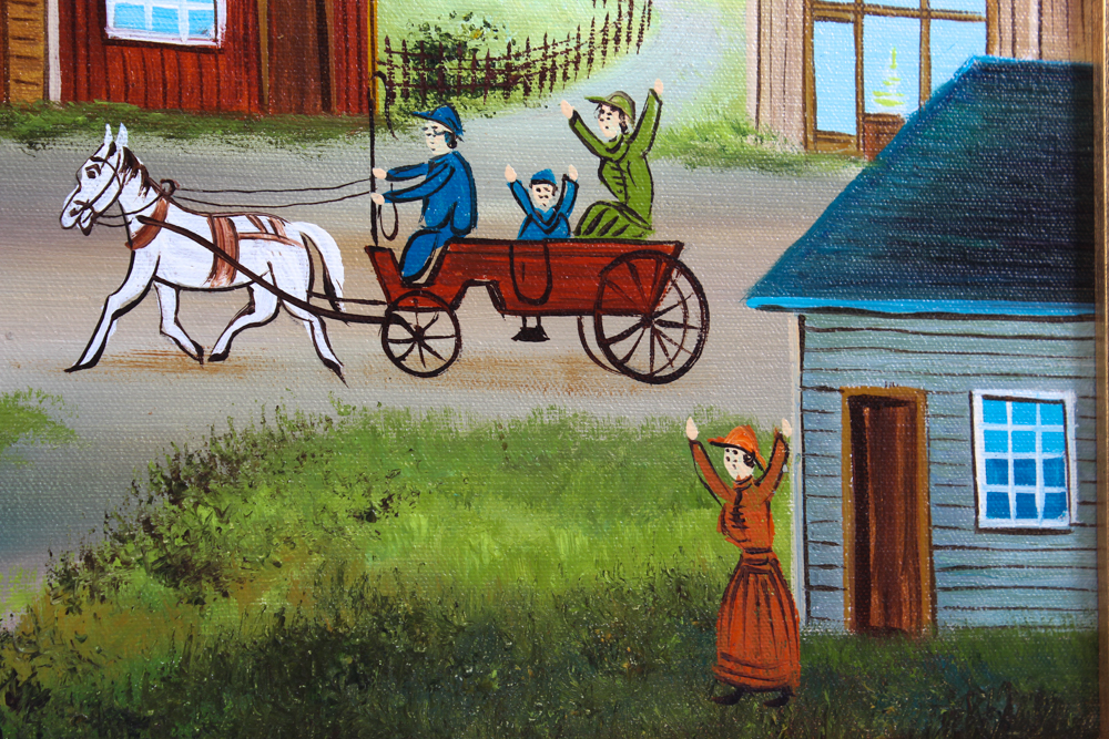 Simon Zoto Original Folk Art Oil Painting on Canvas