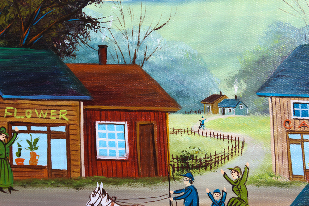 Simon Zoto Original Folk Art Oil Painting on Canvas