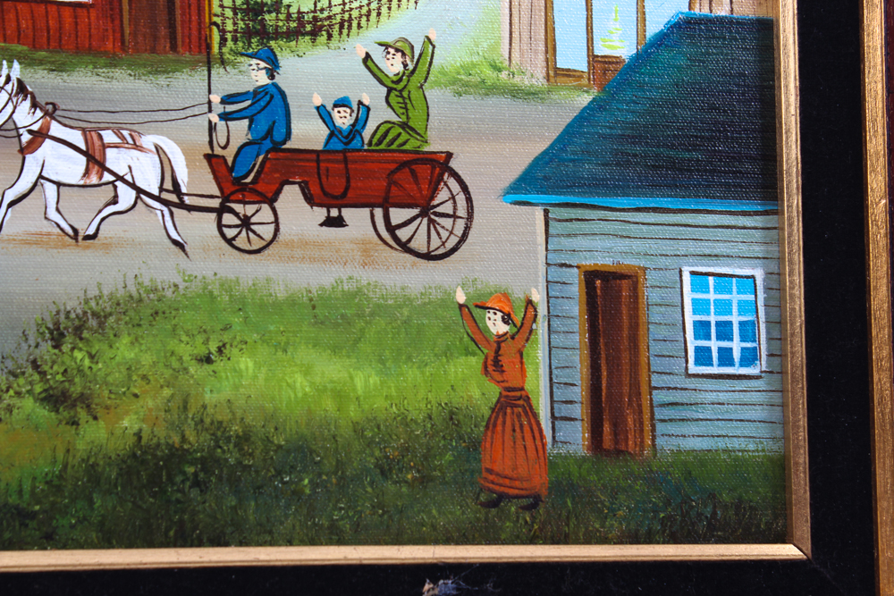 Simon Zoto Original Folk Art Oil Painting on Canvas