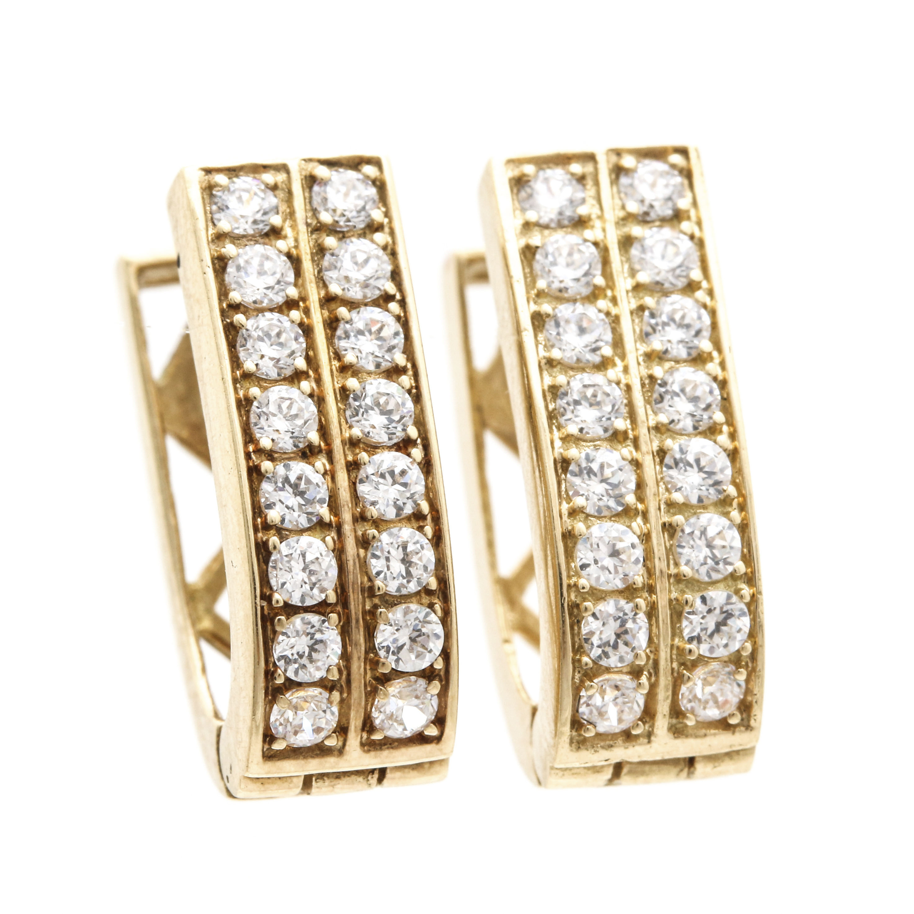 14K Yellow Gold Cubic Zirconia Post Earrings