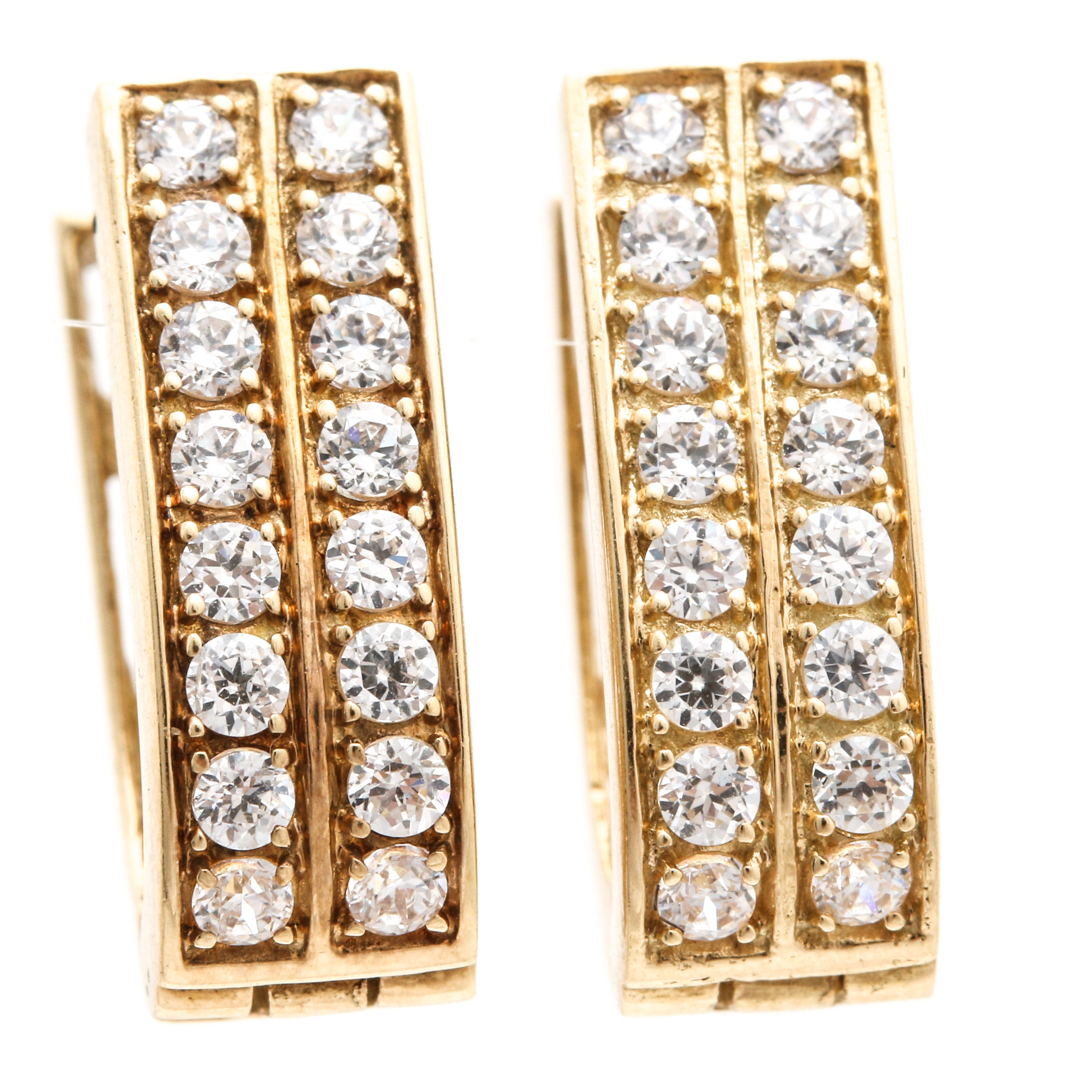 14K Yellow Gold Cubic Zirconia Post Earrings