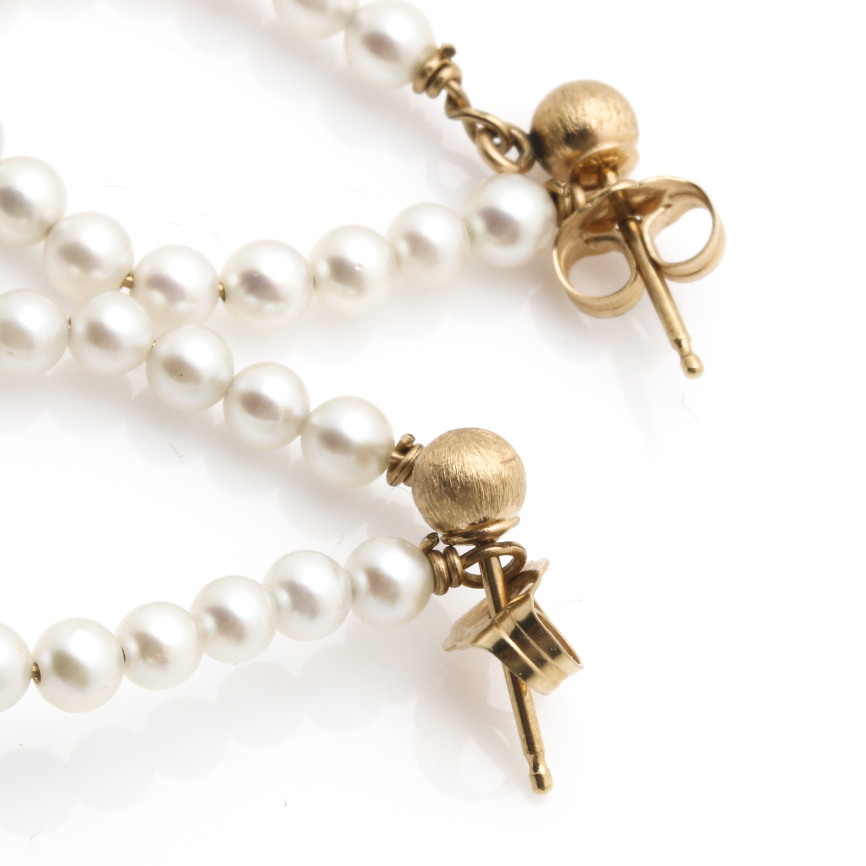 14K Yellow Gold Cameo and Cultured Pearl Earrings