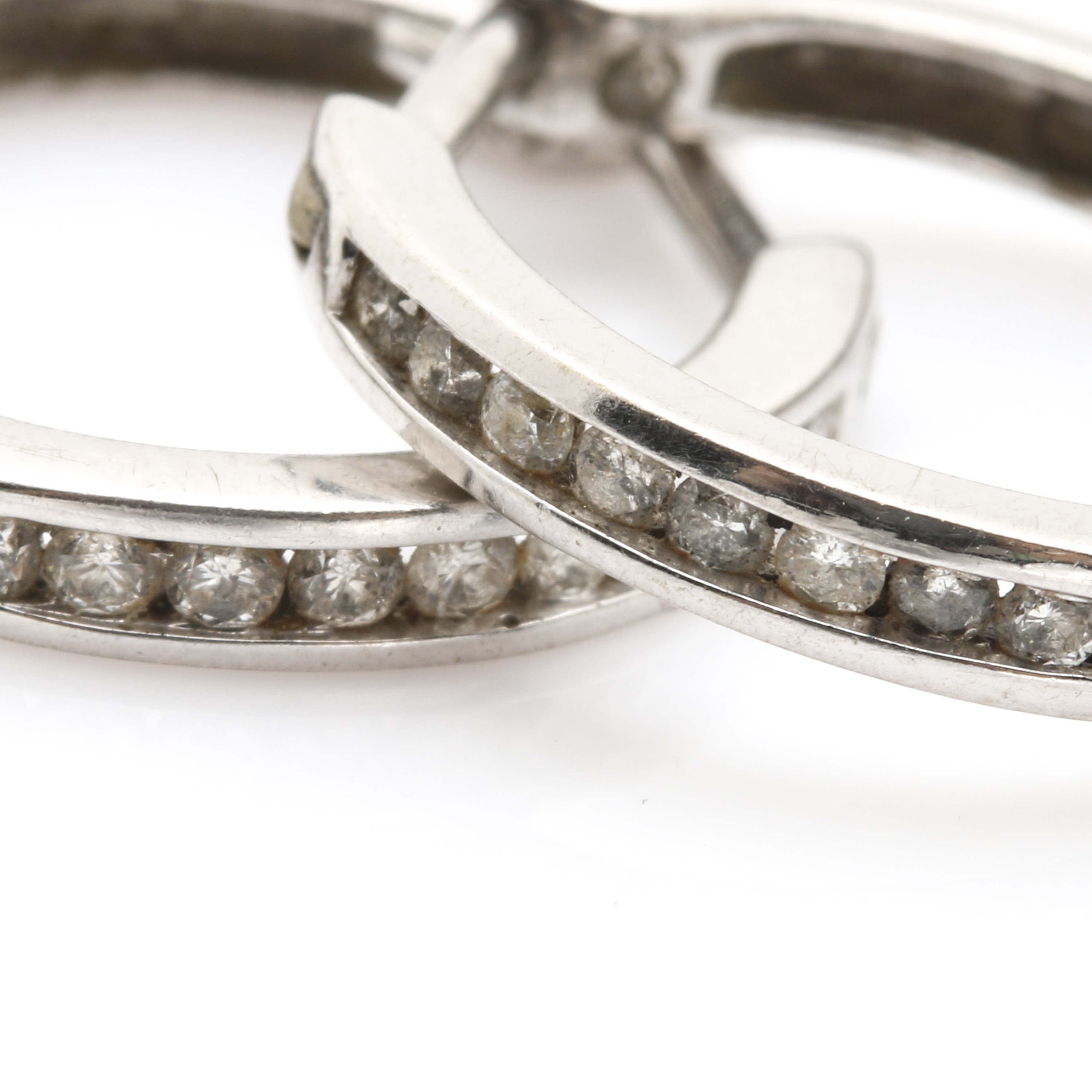10K White Gold Diamond Hoop Earrings