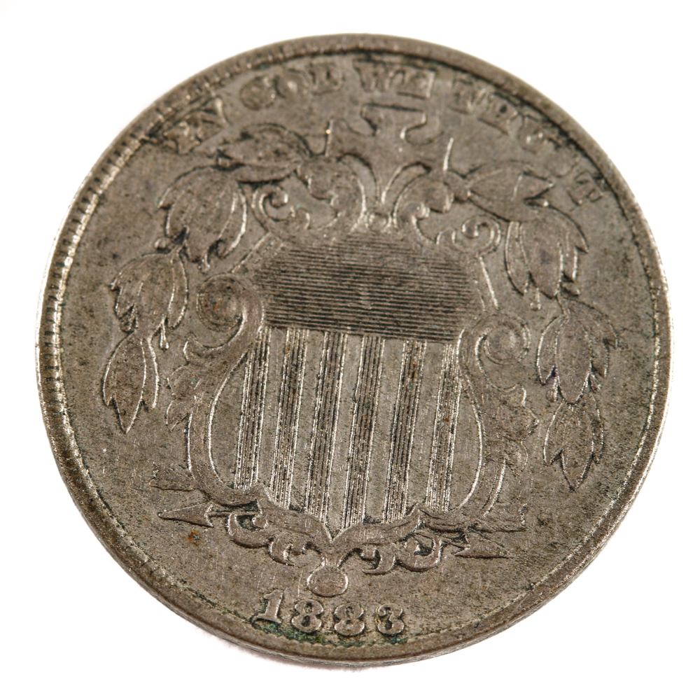 Five Antique U.S. Shield Nickels