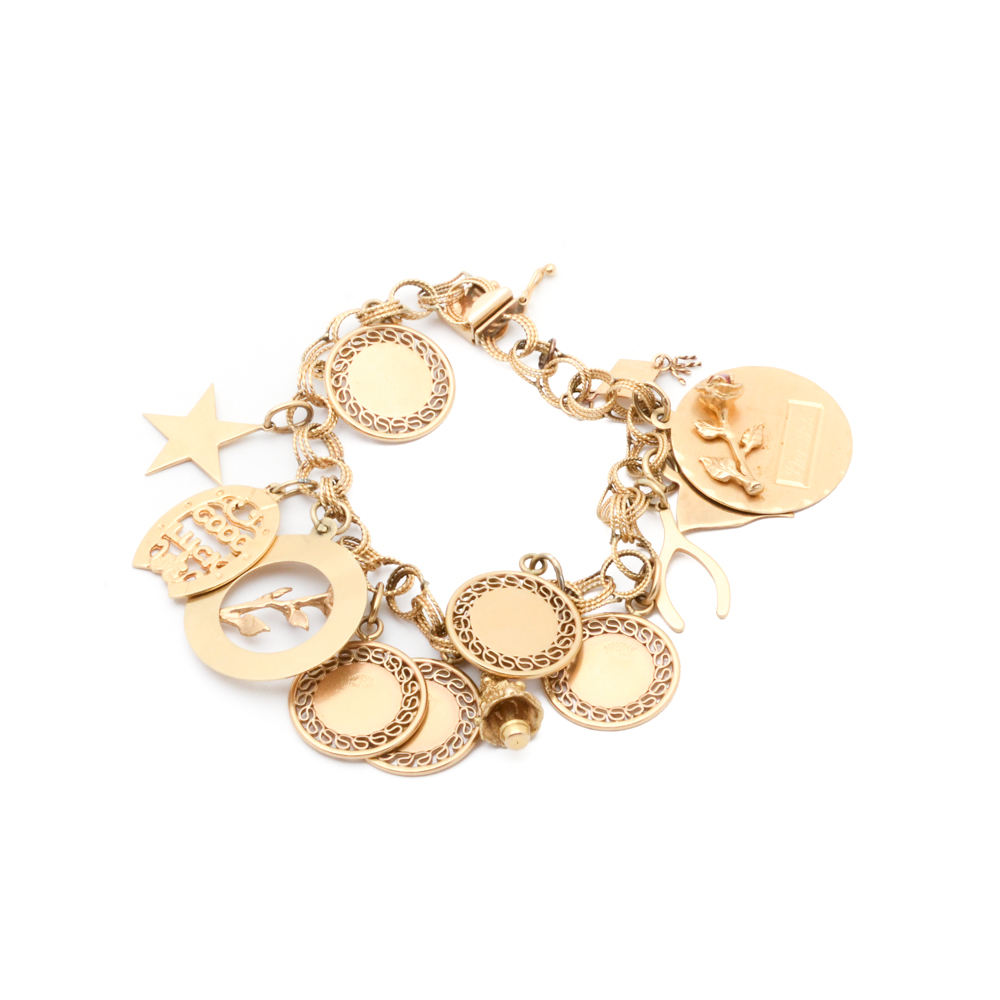 Vintage 14K Yellow Gold Charm Bracelet