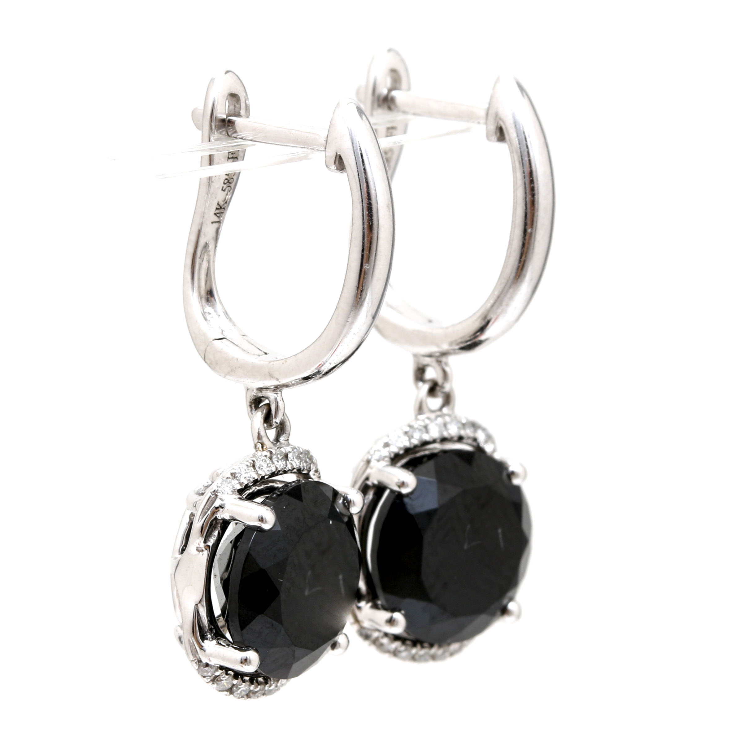 14K White Gold Diamond and Cubic Zirconia Earrings