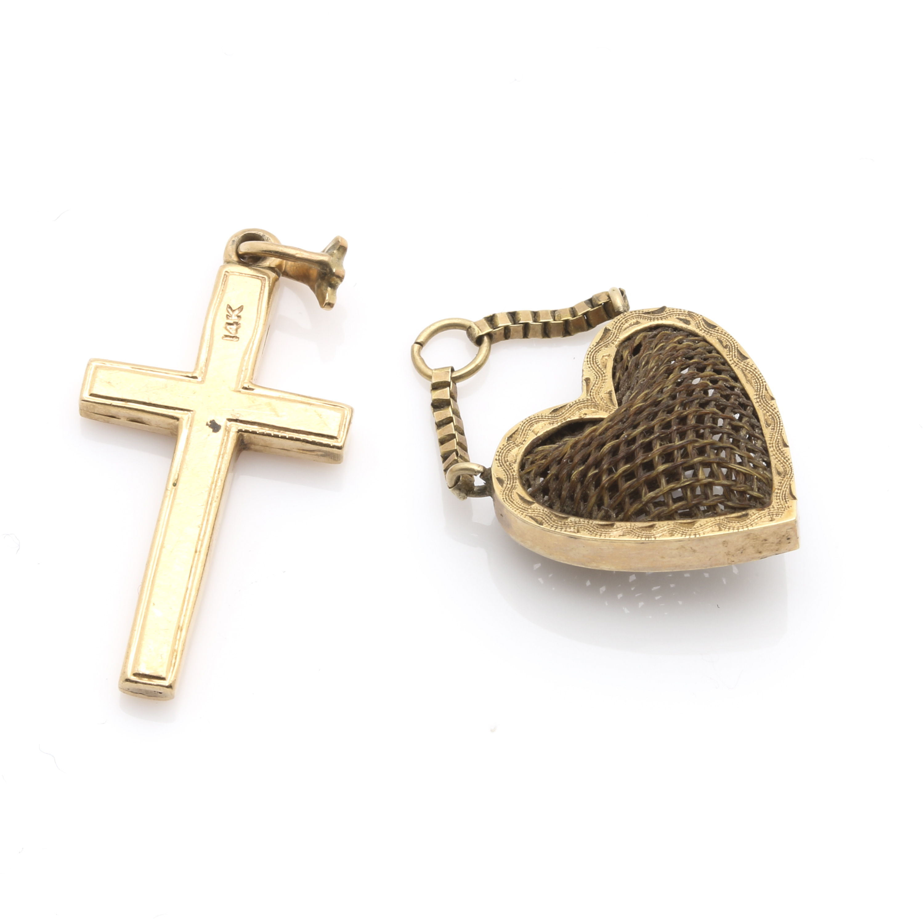 14K Yellow Gold Jewelry Assortment Including Mourning Charm