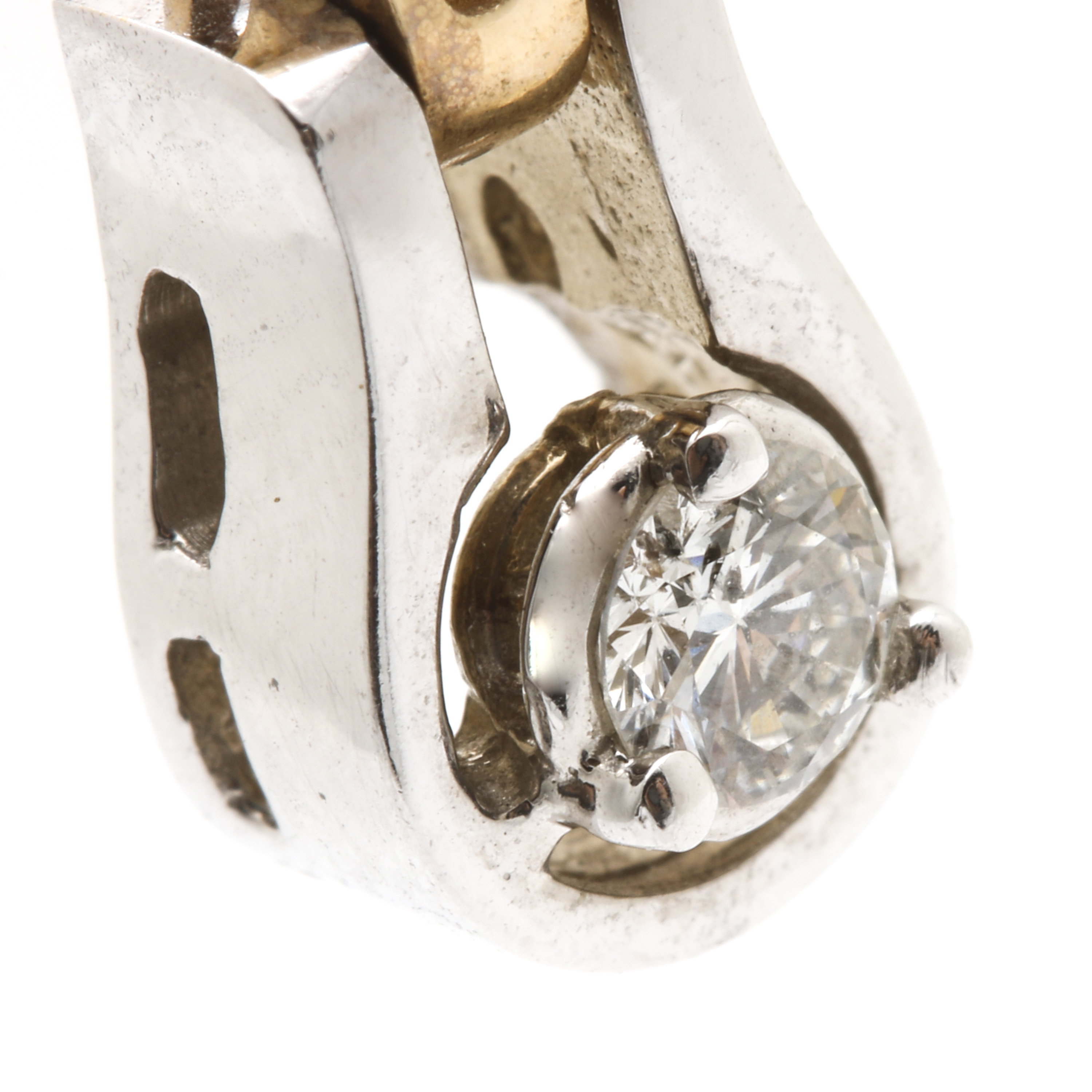 14K Yellow and White Gold Diamond Pendant Necklace