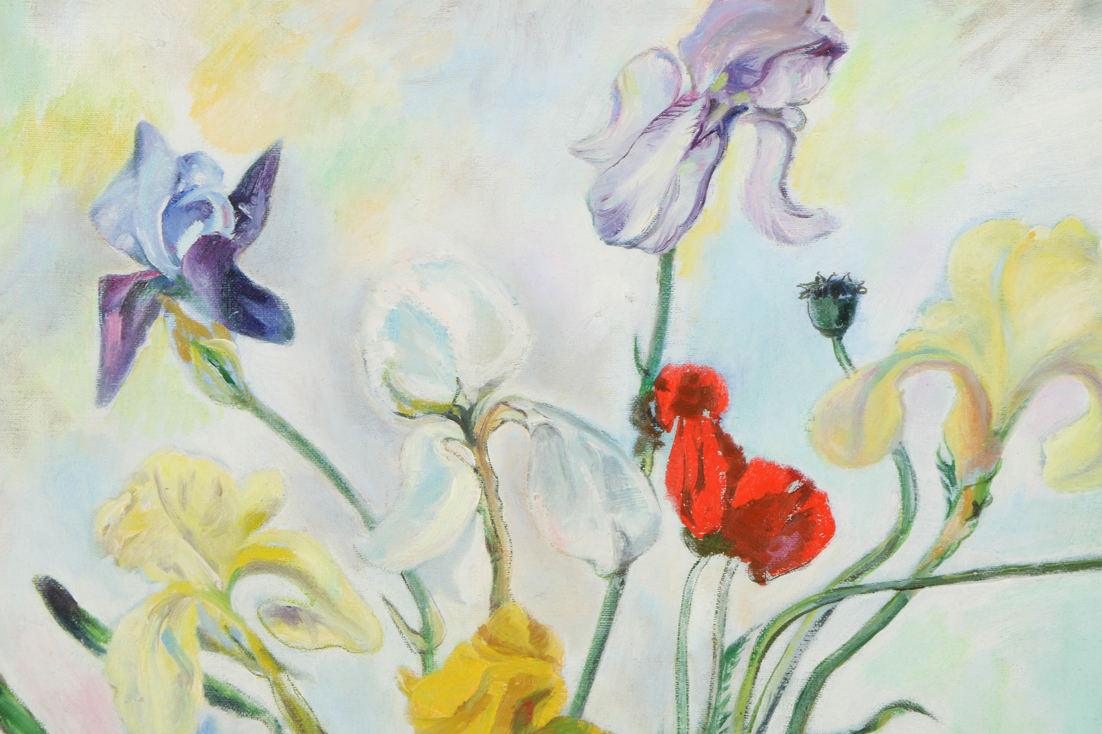 John Hansegger Oil Painting on Canvas of a Floral Bouquet