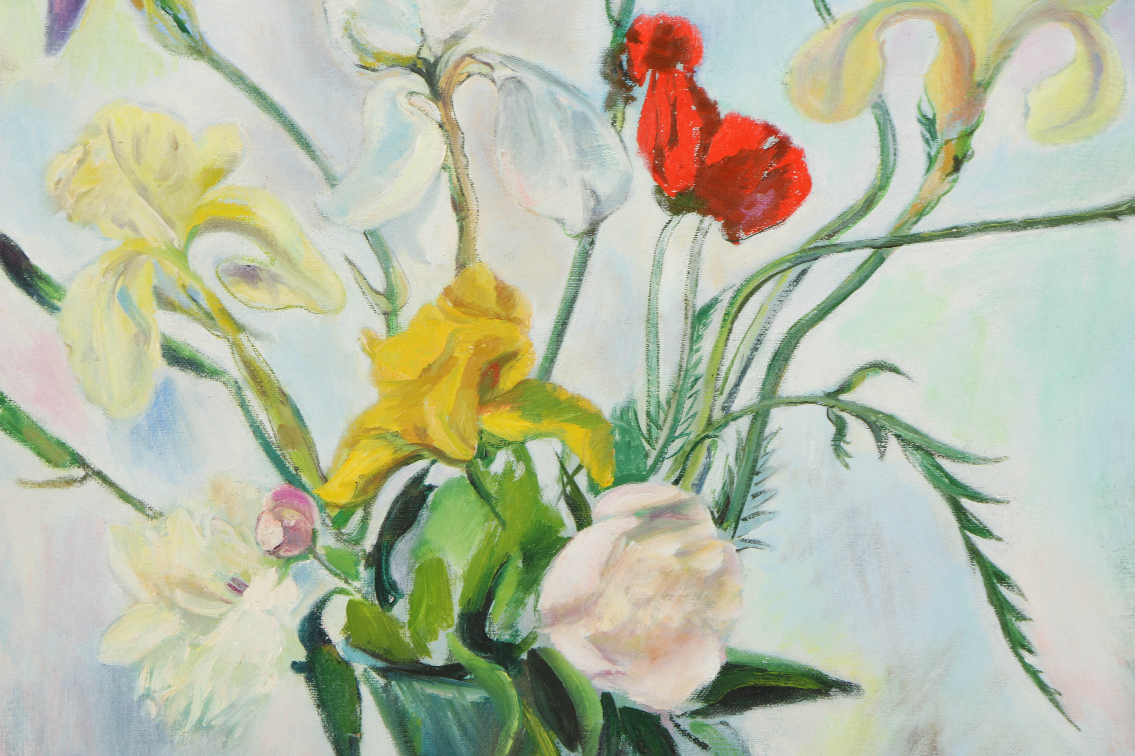 John Hansegger Oil Painting on Canvas of a Floral Bouquet