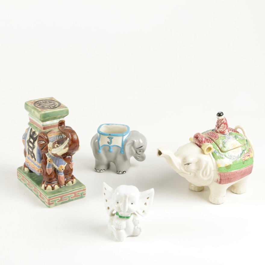 Vintage Elephant Themed Ceramic Assortment