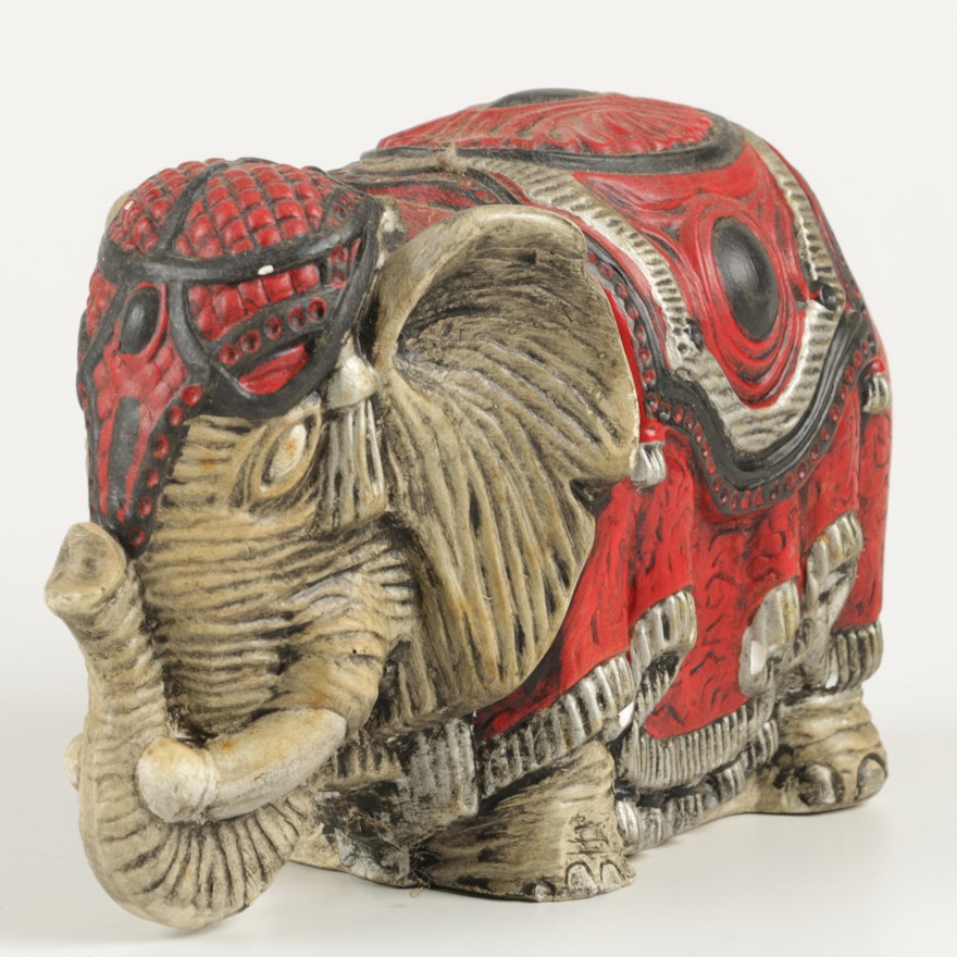 Plaster Elephant Figurine