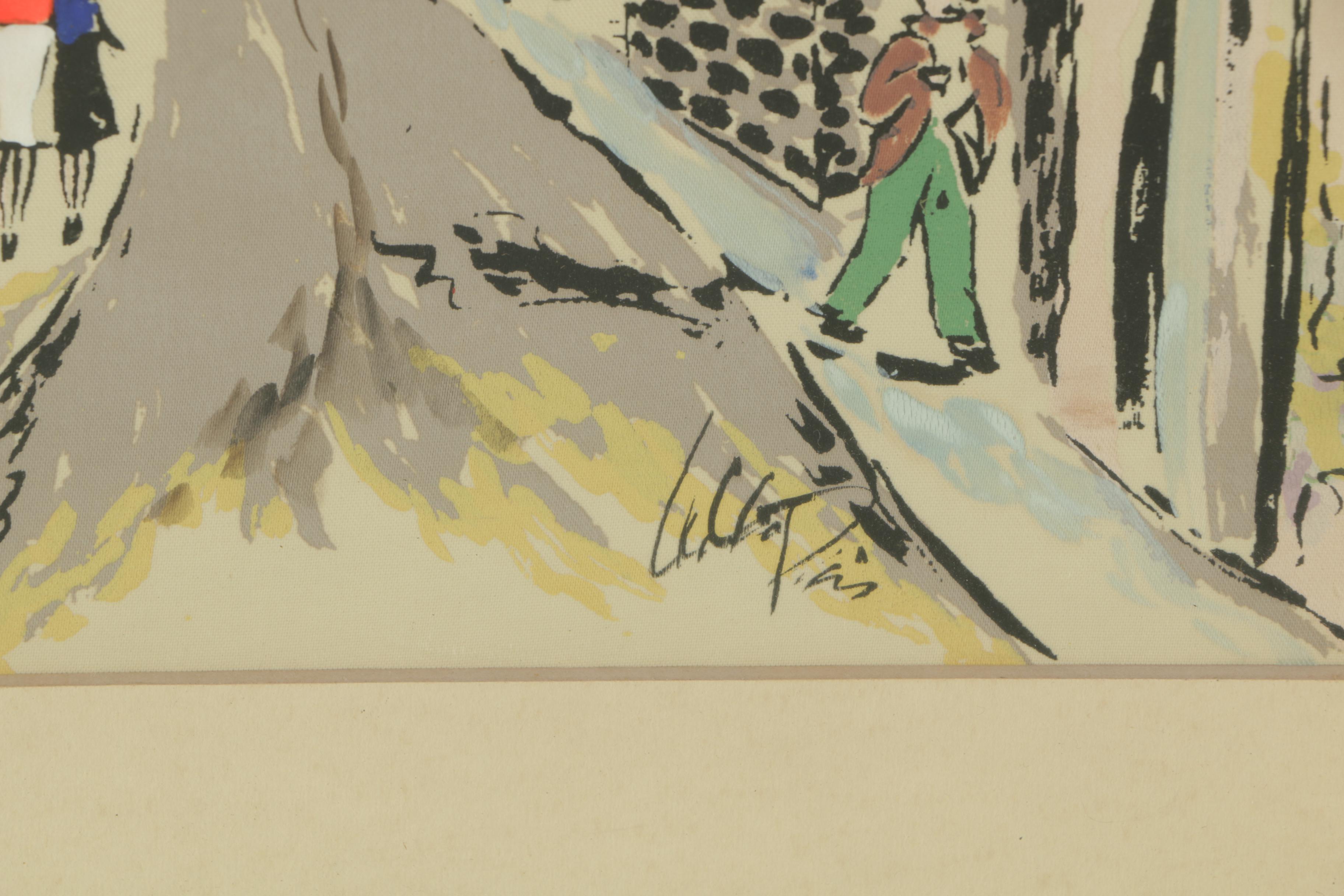 Gouache Painting of a City Street