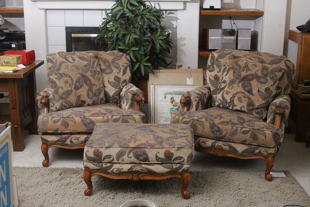 Michael Handler Arm Chairs and Ottoman