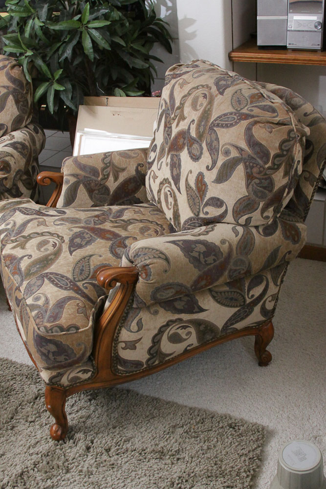 Michael Handler Arm Chairs and Ottoman