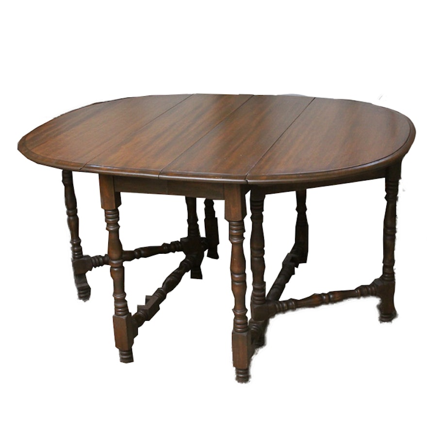 Vintage William & Mary Style Walnut Drop-Leaf Table