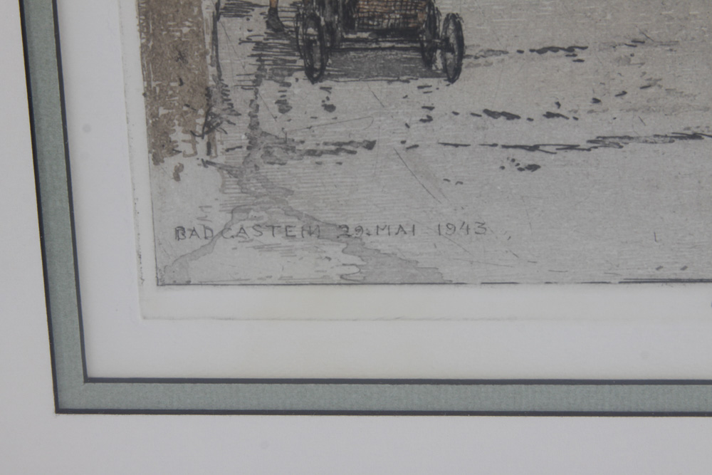 Luigi Kasimir Etching "Bad Gastein, Main Street"