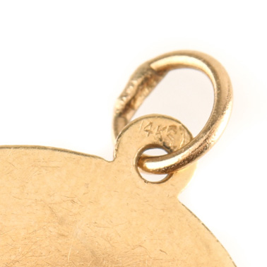14K Yellow Gold Coral Christmas Pendant