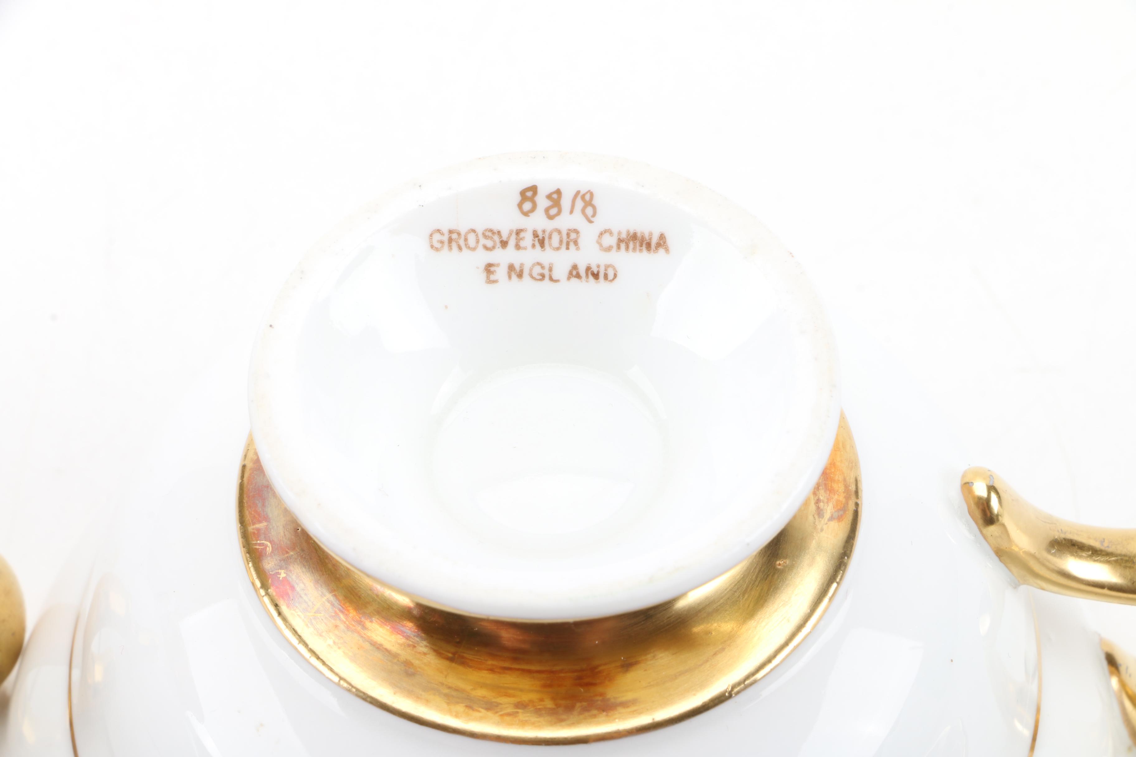 C. 1950s Grosvenor China Porcelain Teacups and Saucers