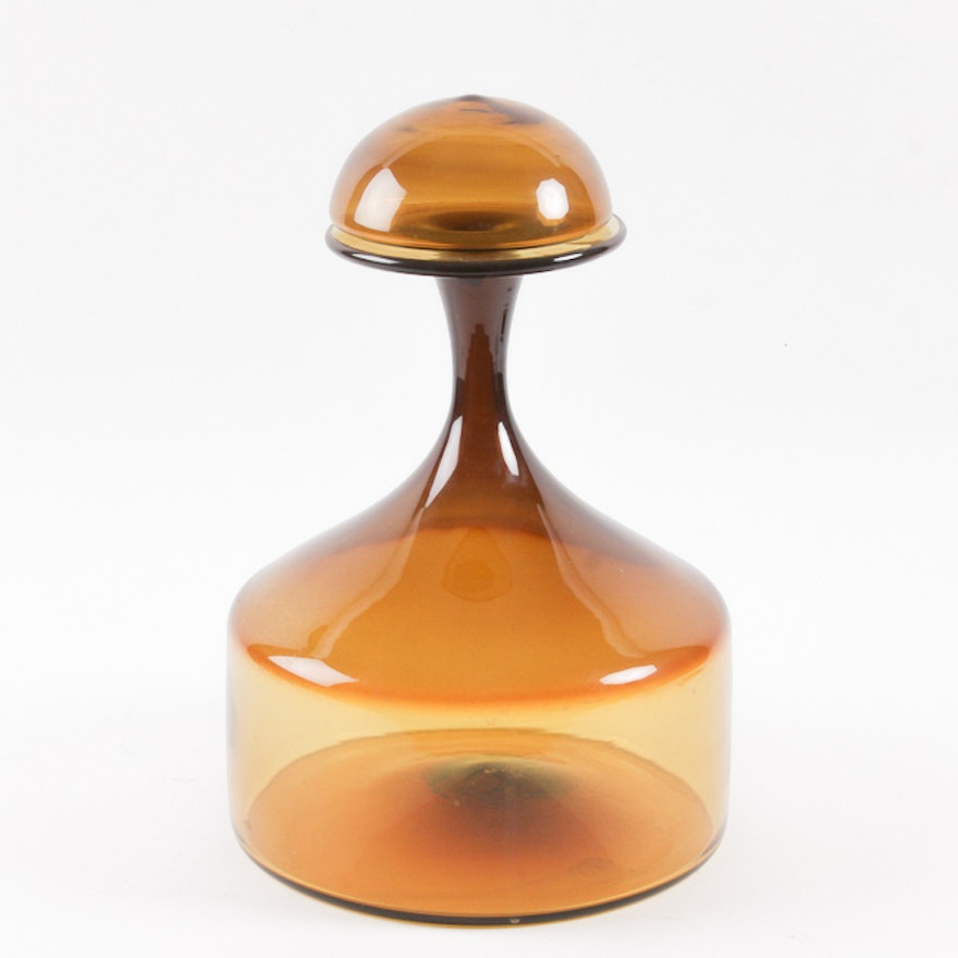 Vintage Orange Glass Decanter