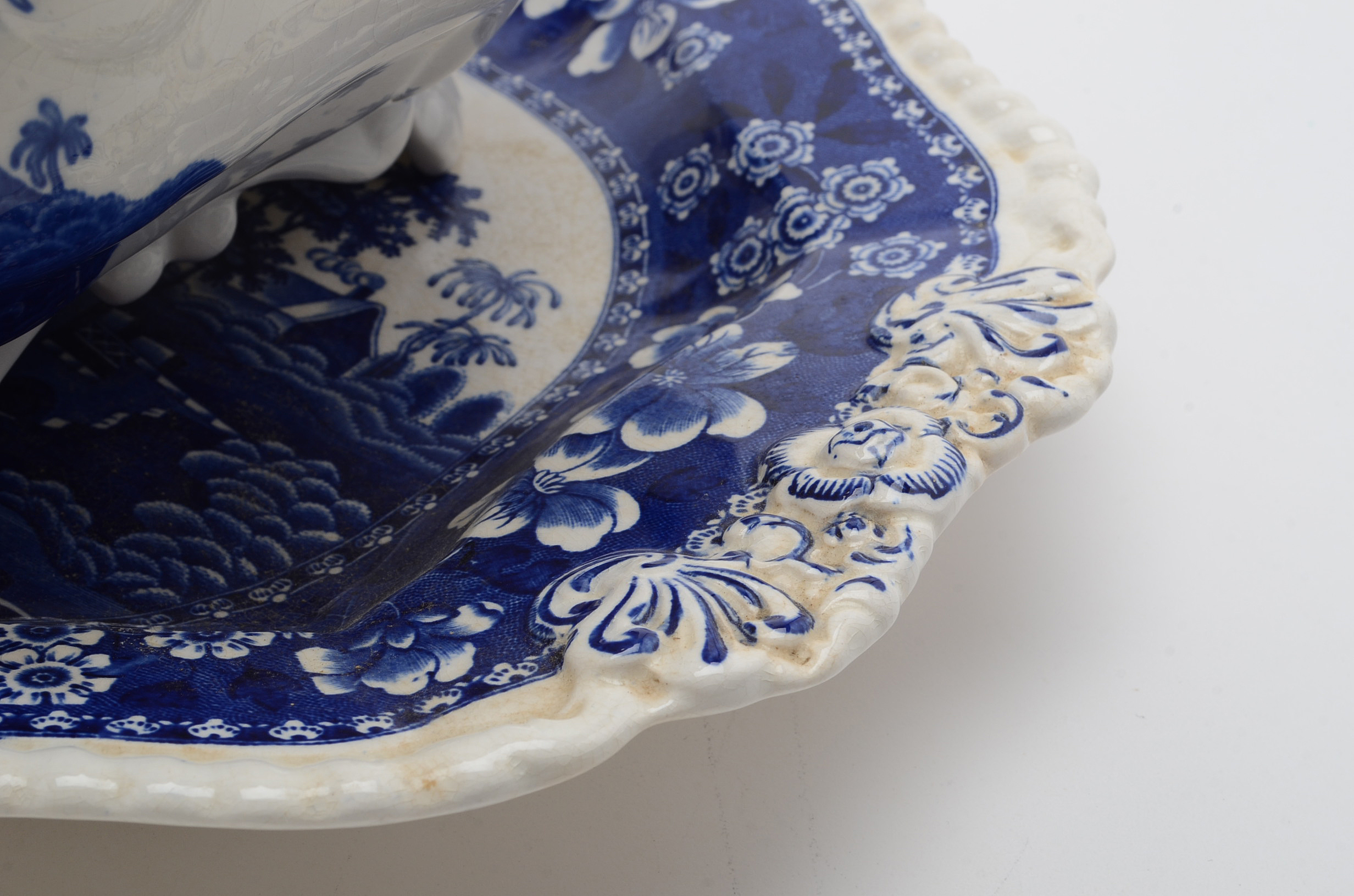 "Spode Tower"  Copeland Spode Transferware Soup Tureen, Tray  and White Ladle