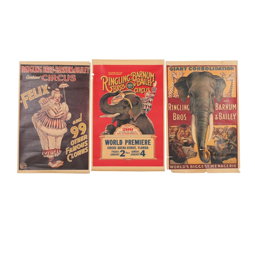 1933 - 1976 Ringling Bros. and Barnum & Bailey Circus Offset Lithograph Posters