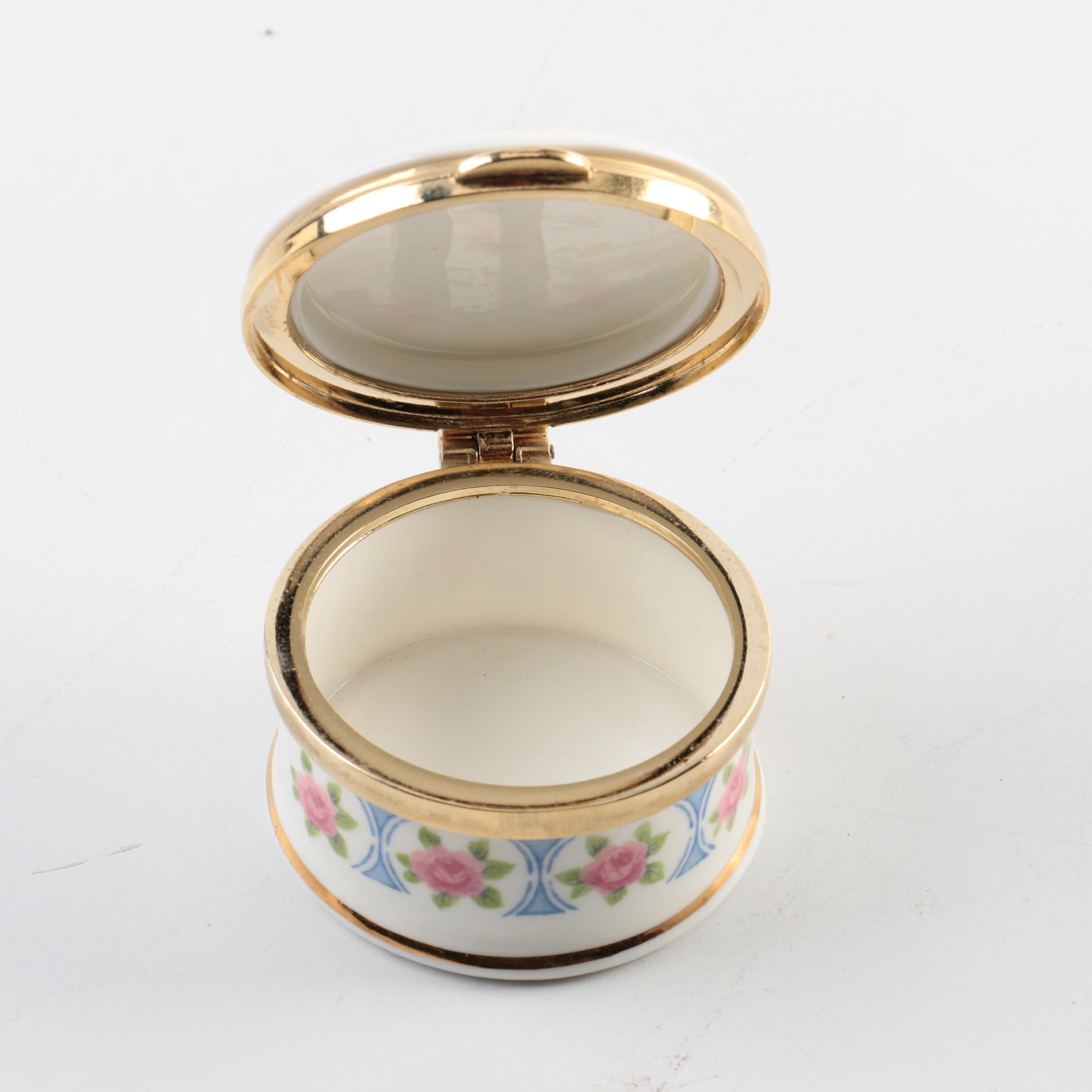 Limoges and Other Porcelain, Pewter and Enamel Trinket Boxes