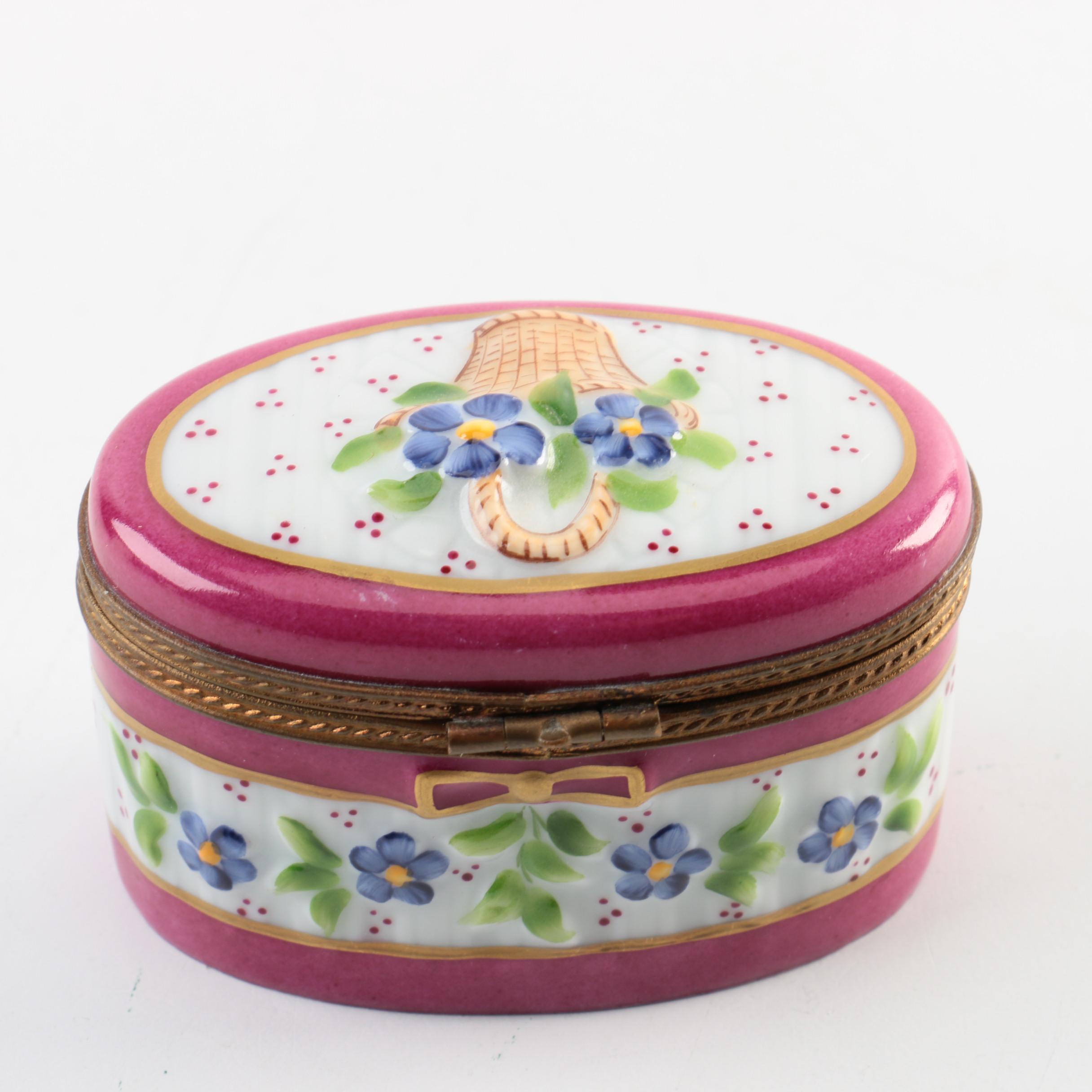 Limoges and Other Porcelain, Pewter and Enamel Trinket Boxes