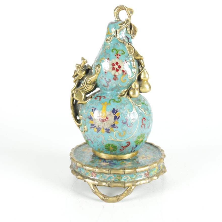 Chinese Hand-Painted Cloisonne Centerpiece