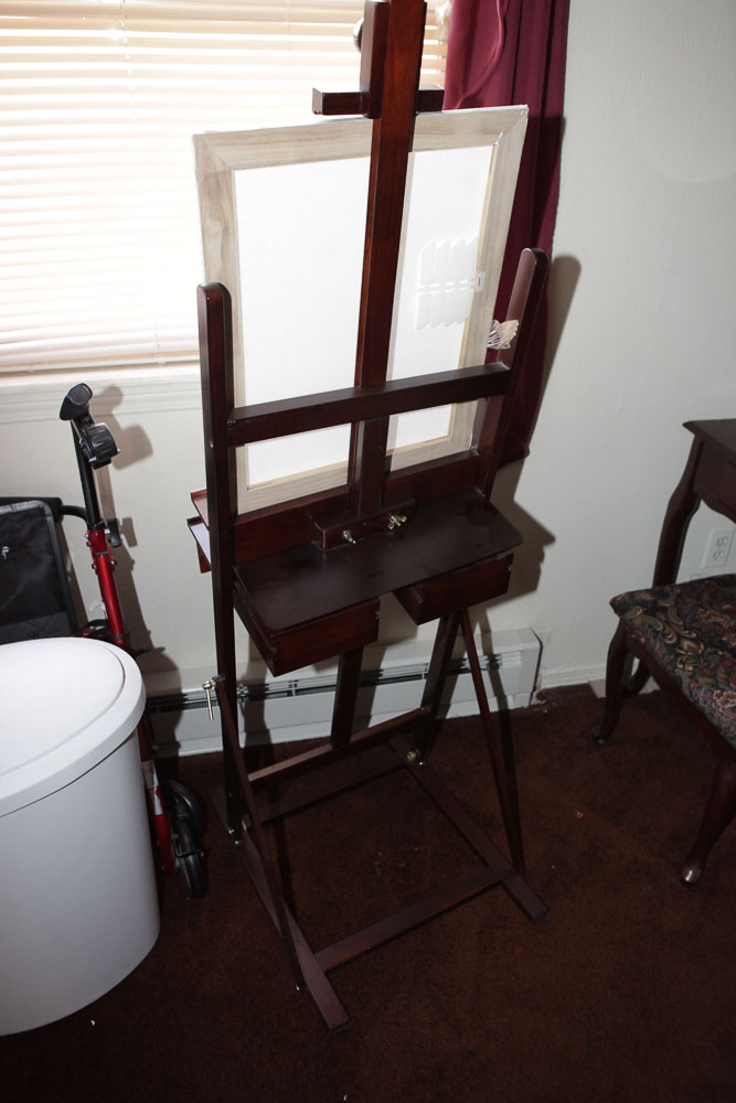 Wooden Easel and Supplies