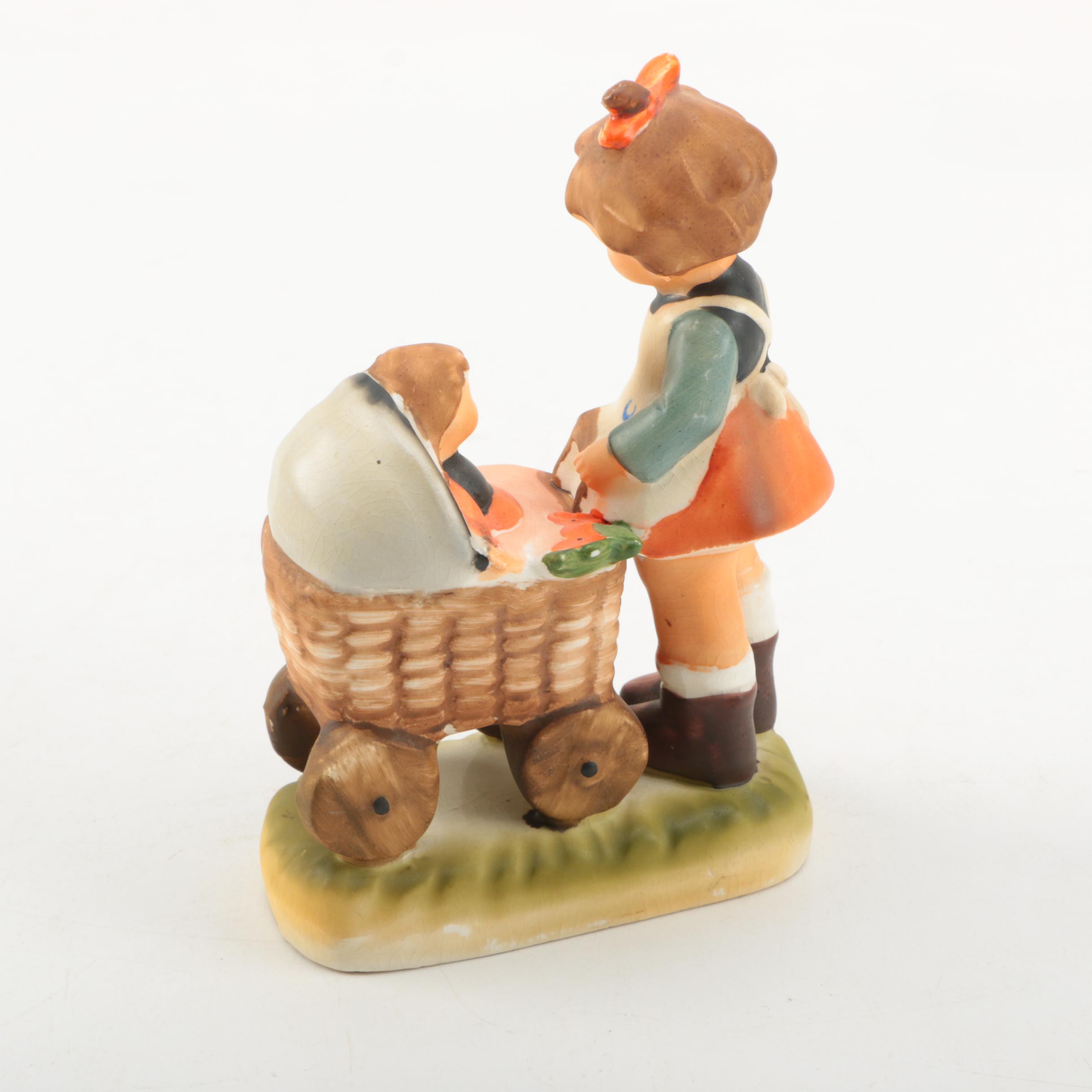 Ceramic Table Lamp with "Little Mother" Figurine