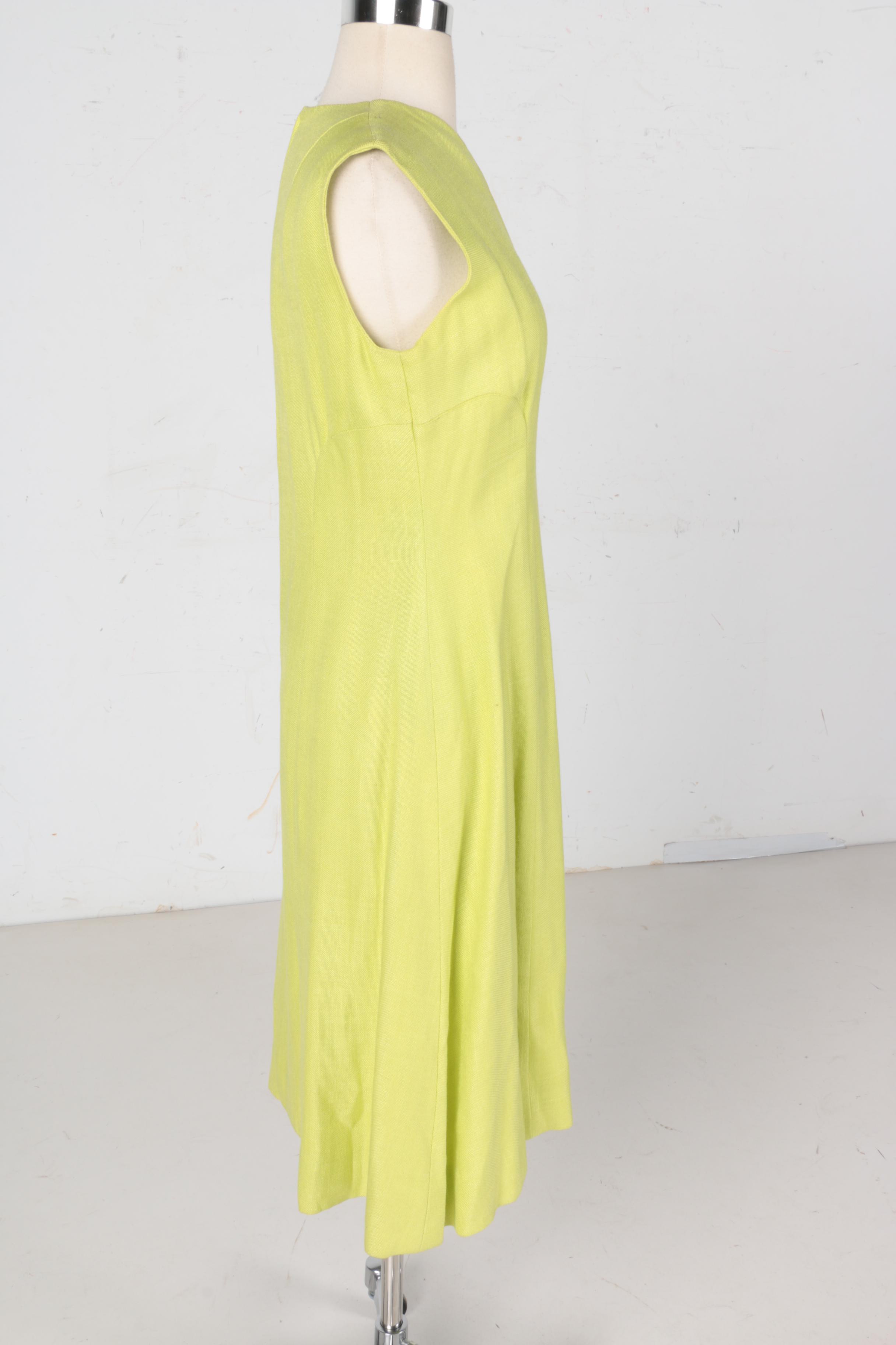 1960s Vintage Pauline Trigere Green Sleeveless Dress