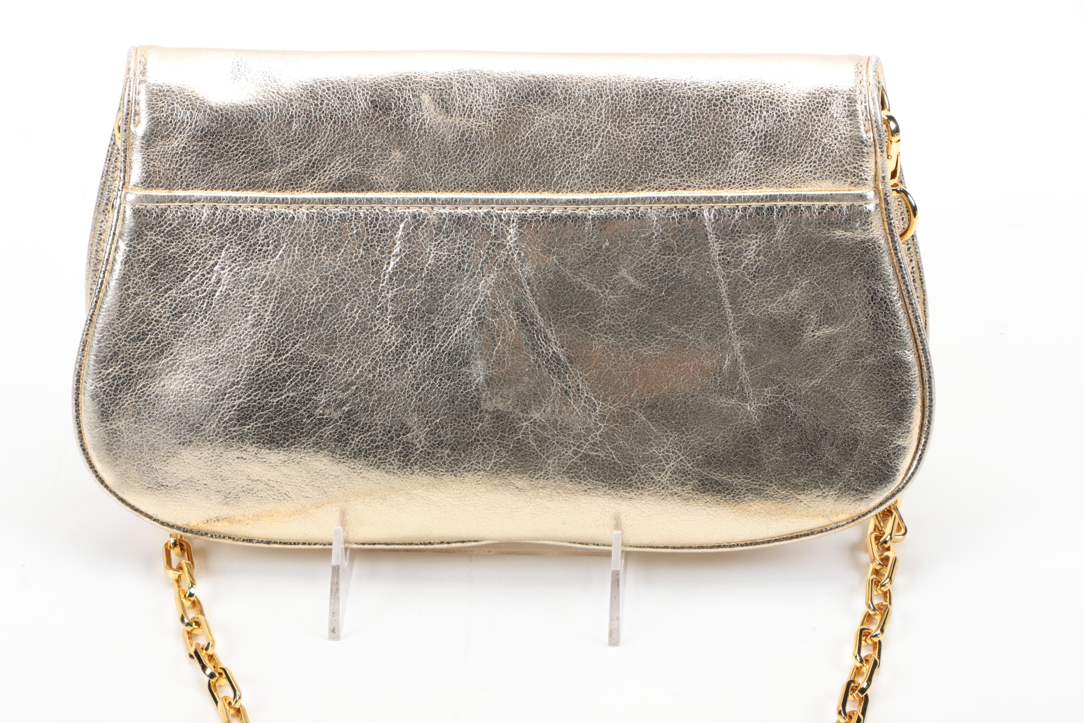 Tory Burch Metallic Logo Clutch