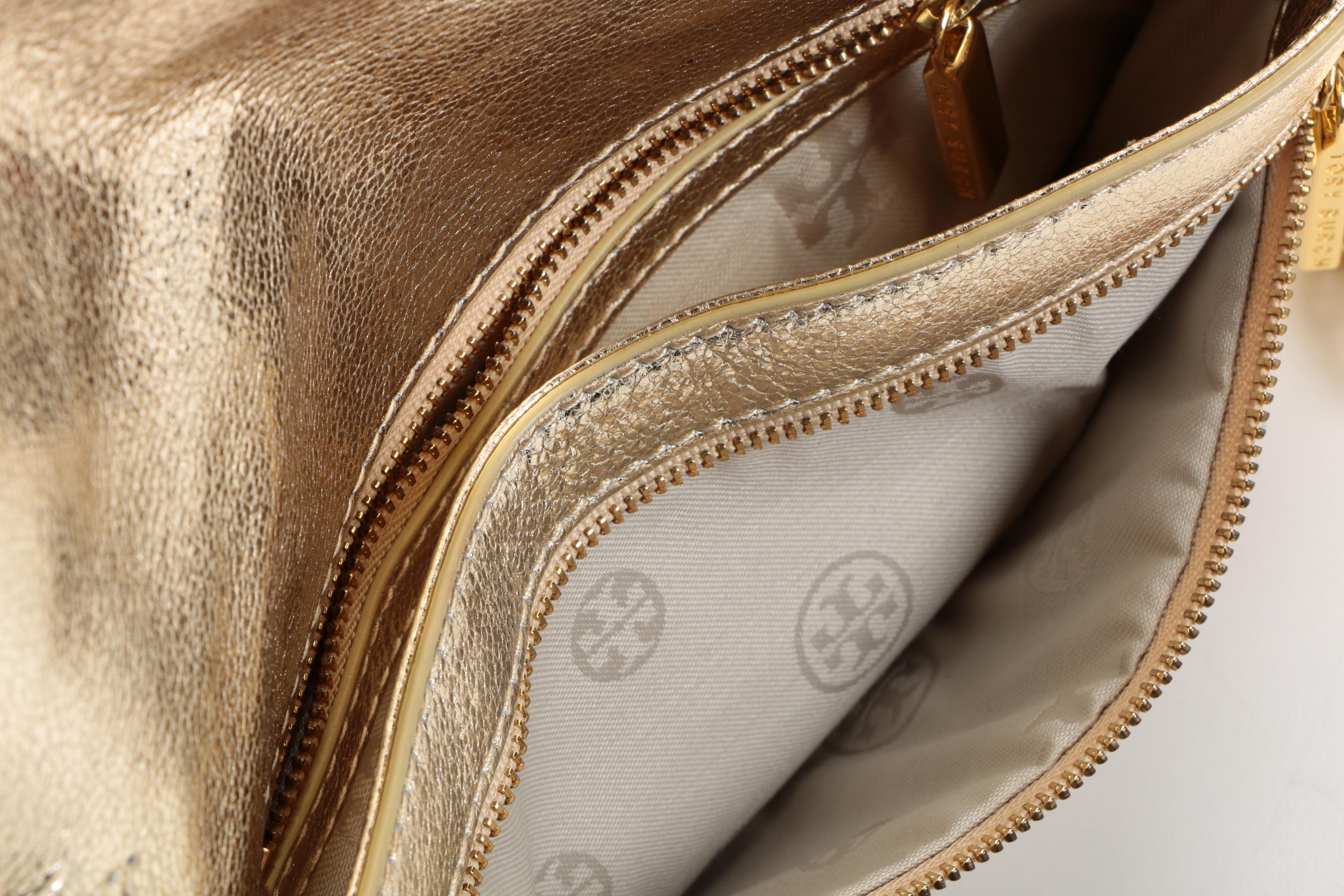 Tory Burch Metallic Logo Clutch