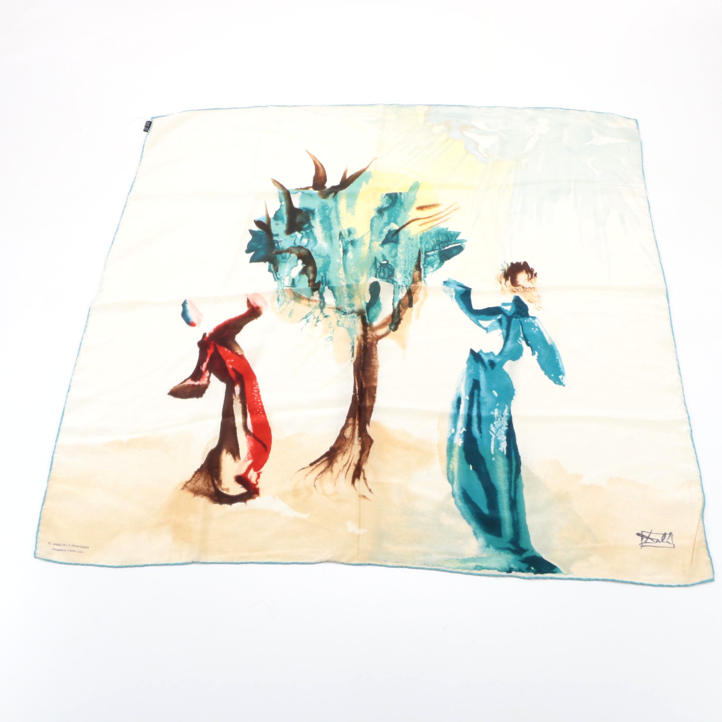 Italian Silk "El Arbol De La Penitencia" Salvador Dali Scarf