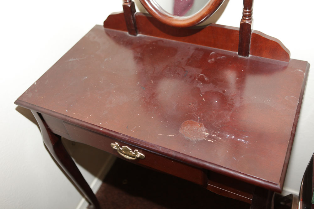 Queen Anne Style Vanity with Stool