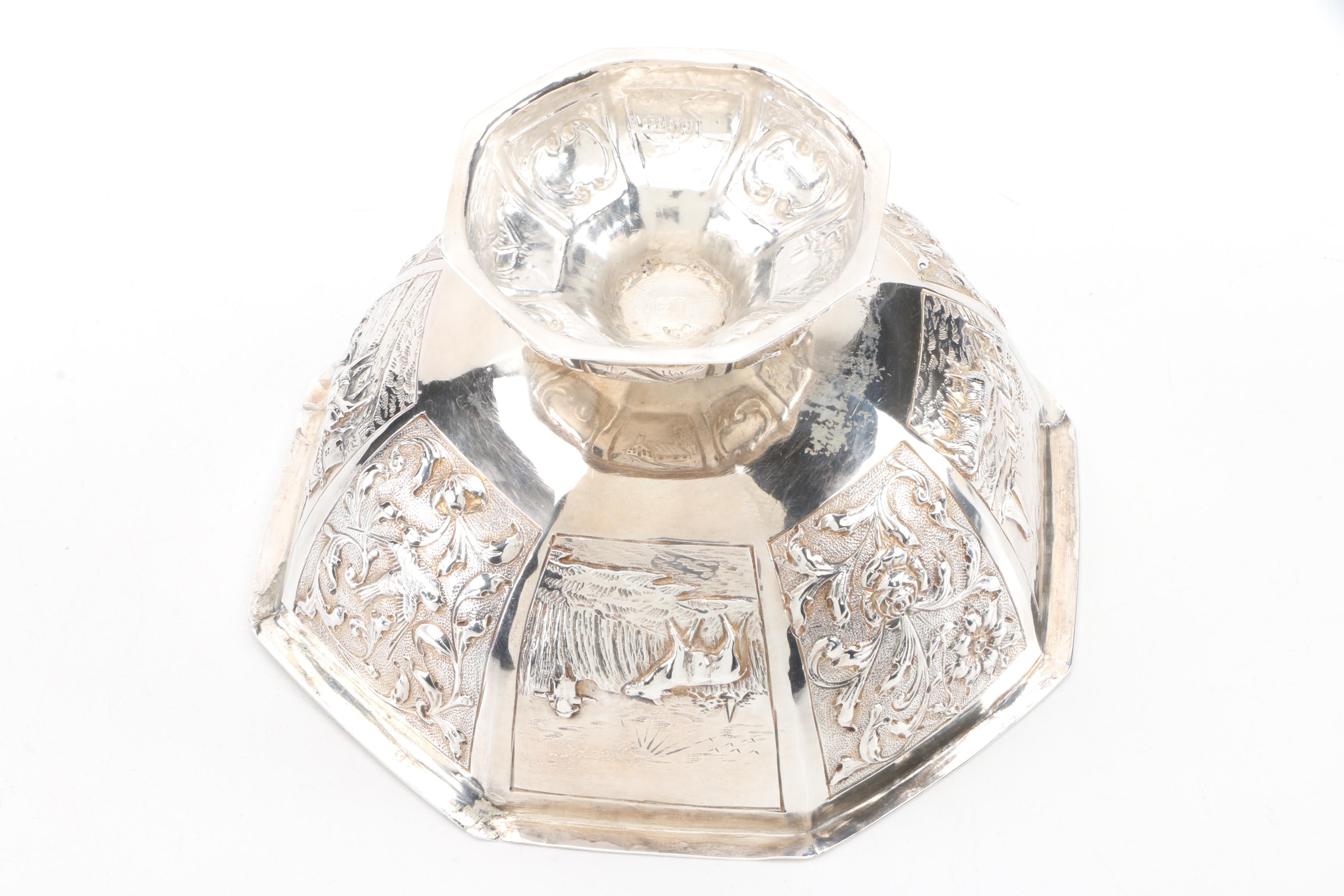 Dutch Repoussé 835 Silver Footed Bowl